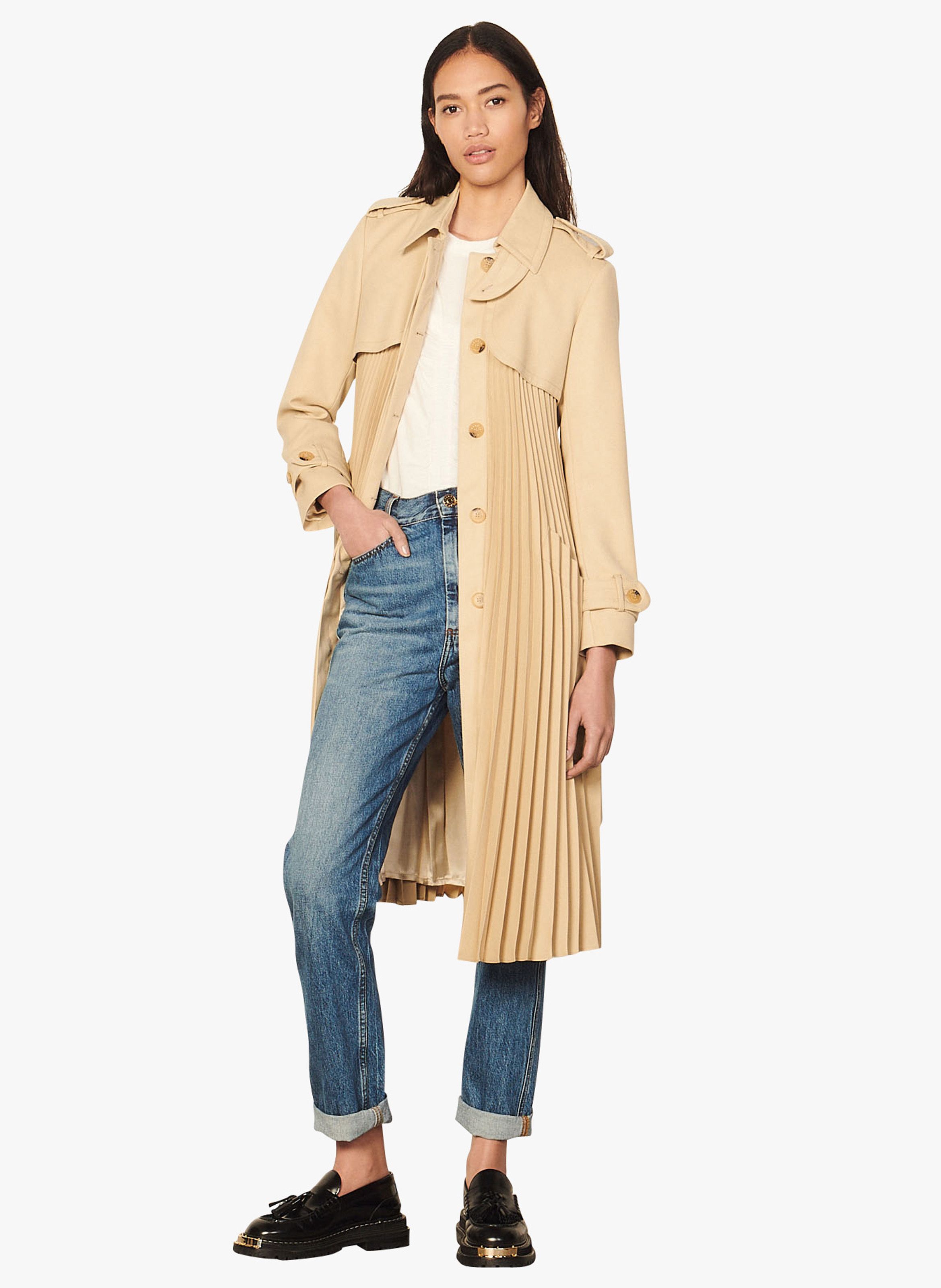 sandro vino pleated trench coat