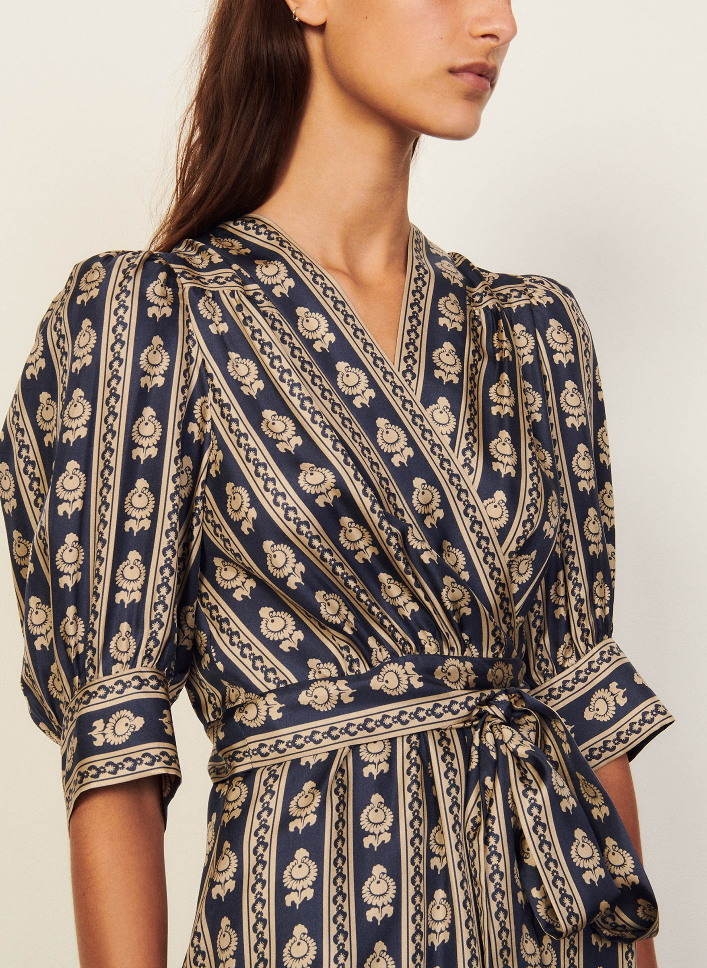 silk blue wrap dress