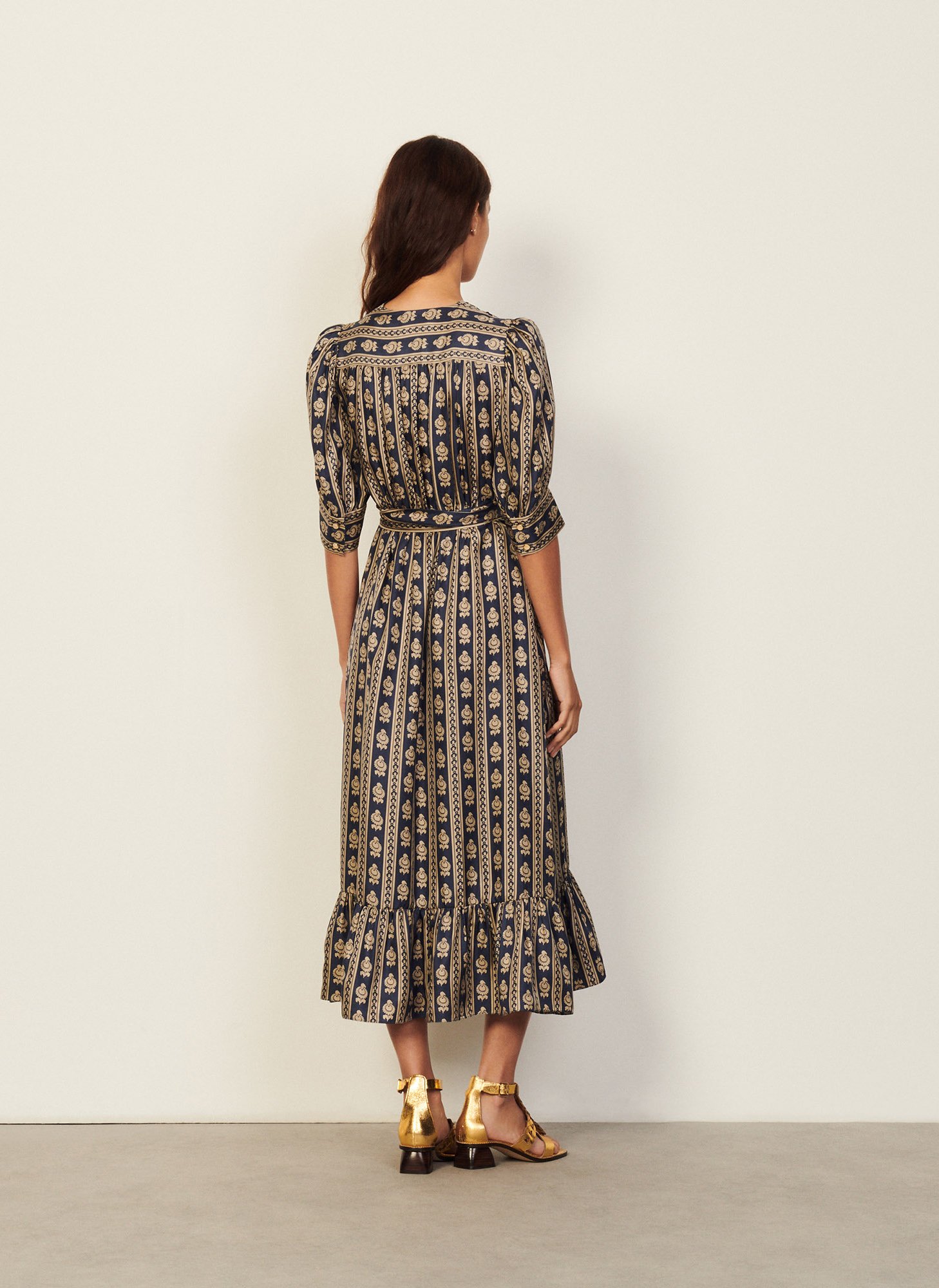 midi wrap skirt silk