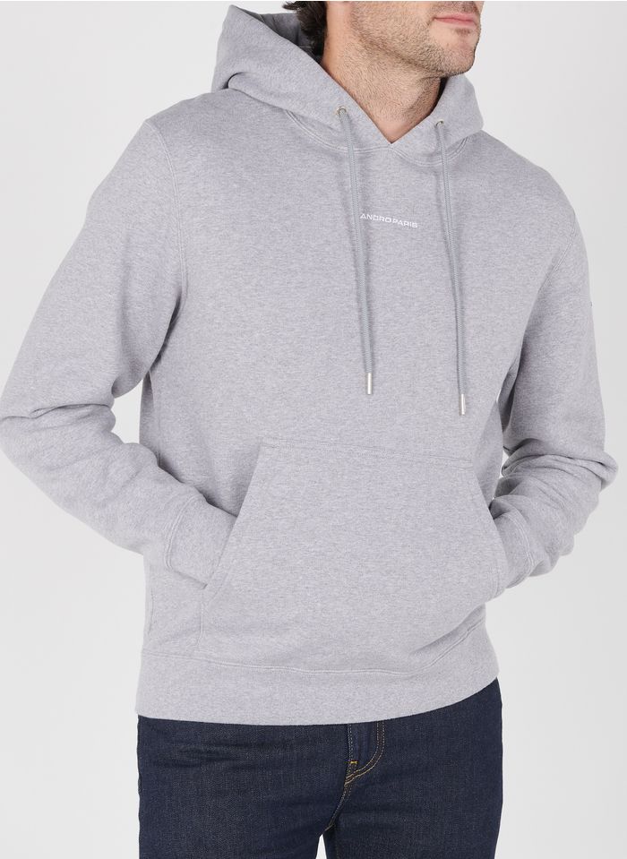 SANDRO Grey Regular-fit cotton hoodie