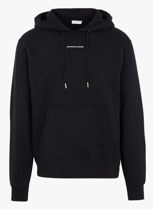 Regular-fit Cotton Hoodie With Embroidered Logo Noir Sandro - Men ...