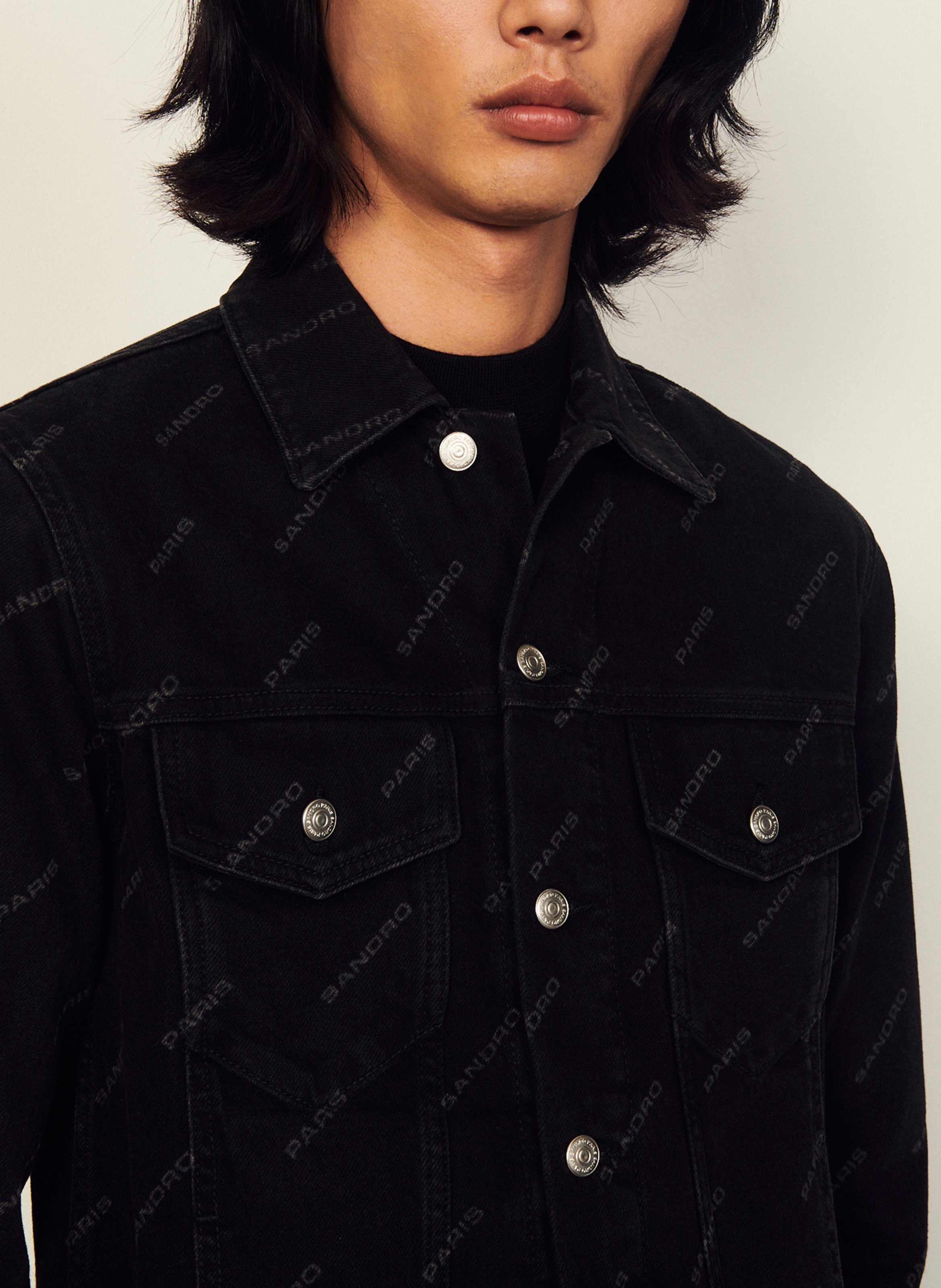 black denim jacket gold buttons