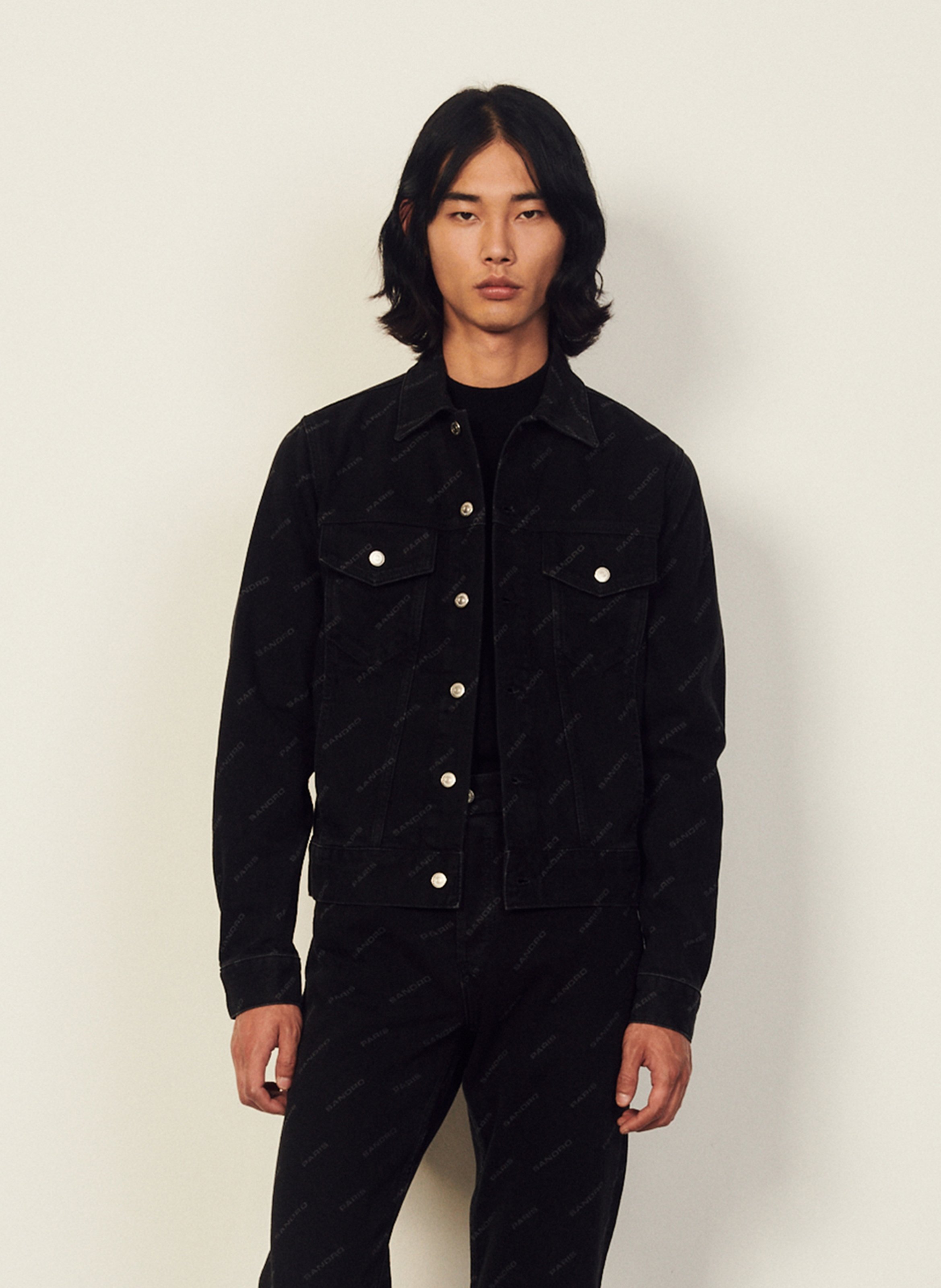 sandro black denim jacket
