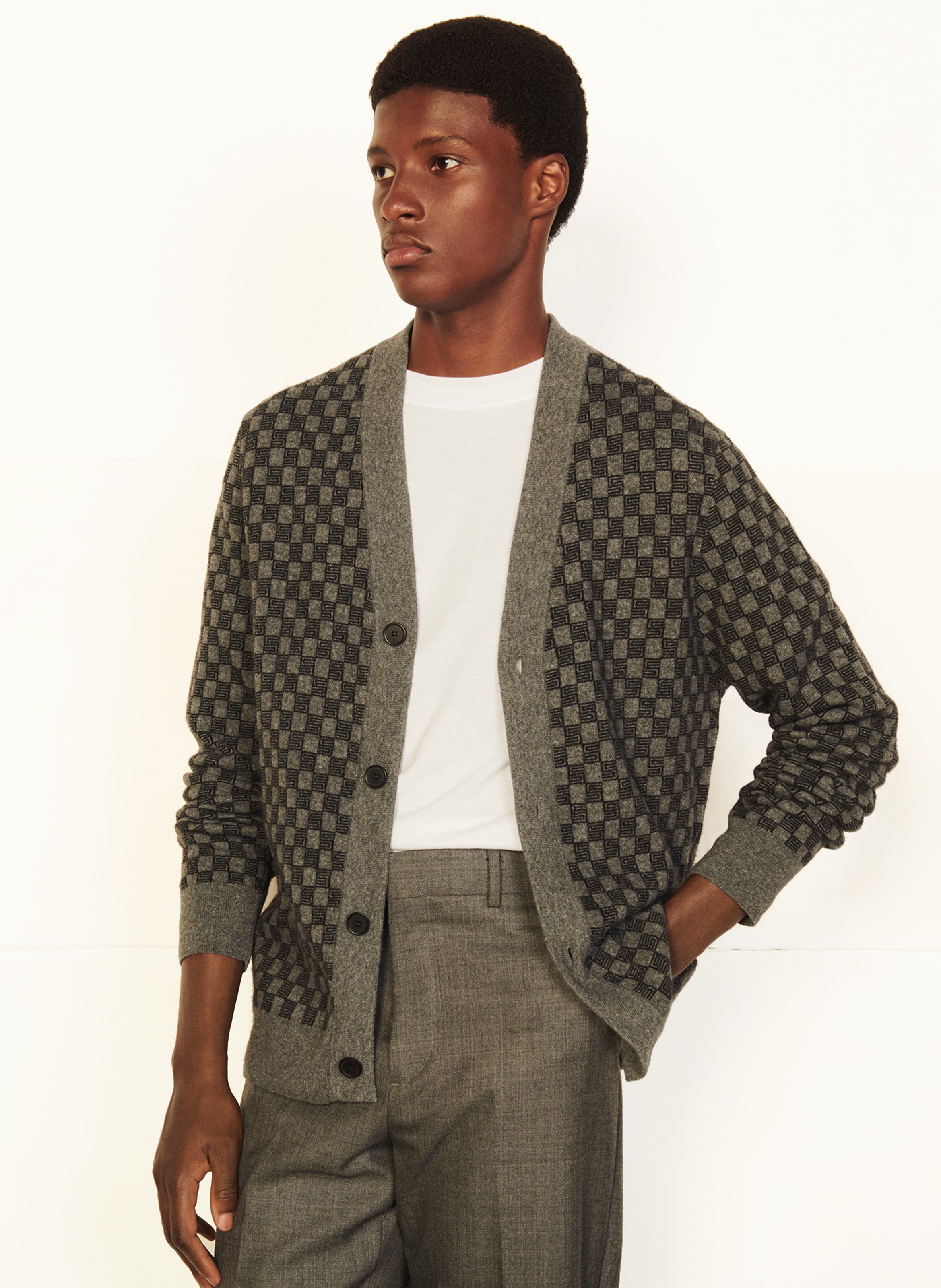 sandro check cardigan