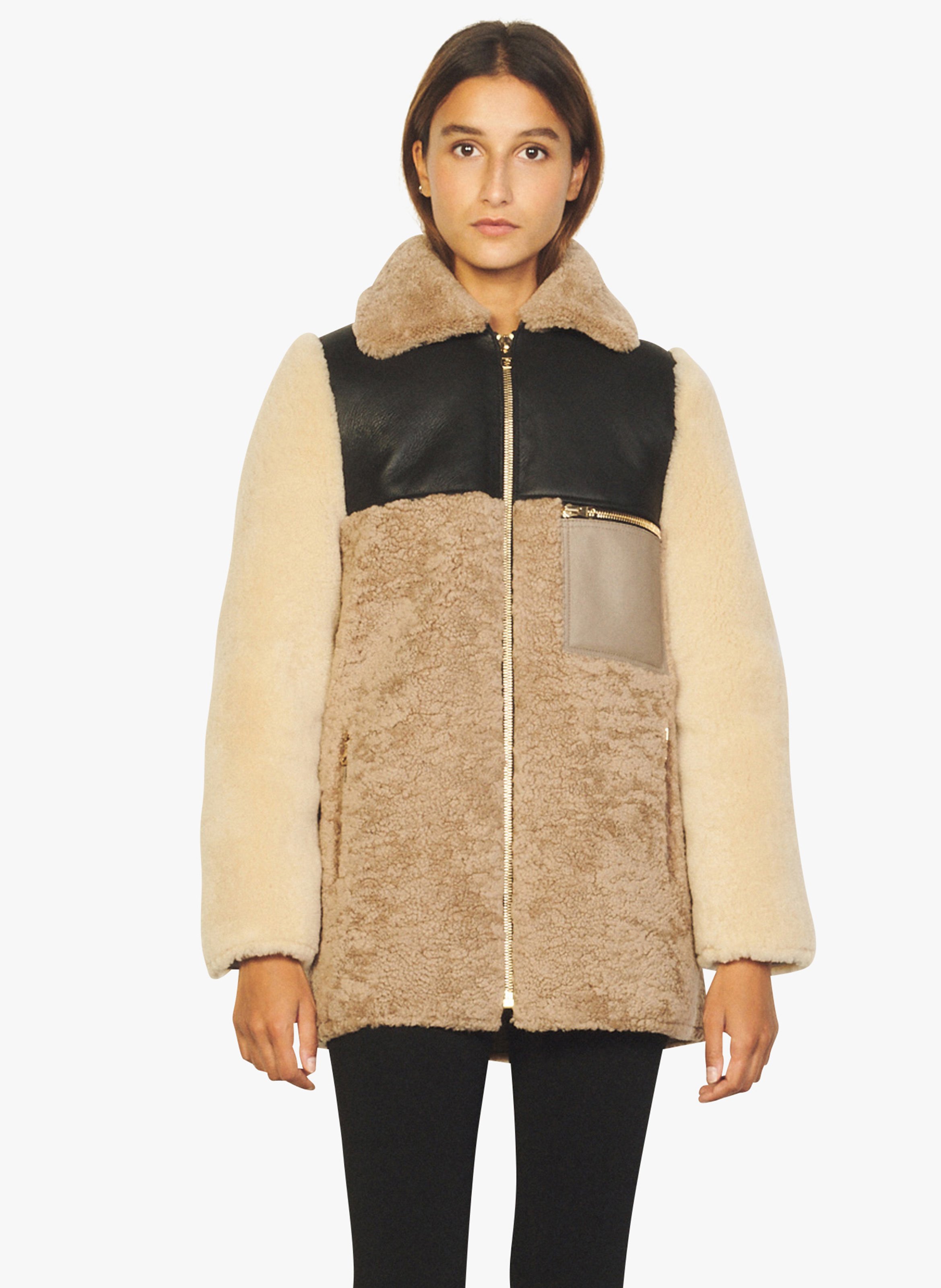 shearling coat sandro