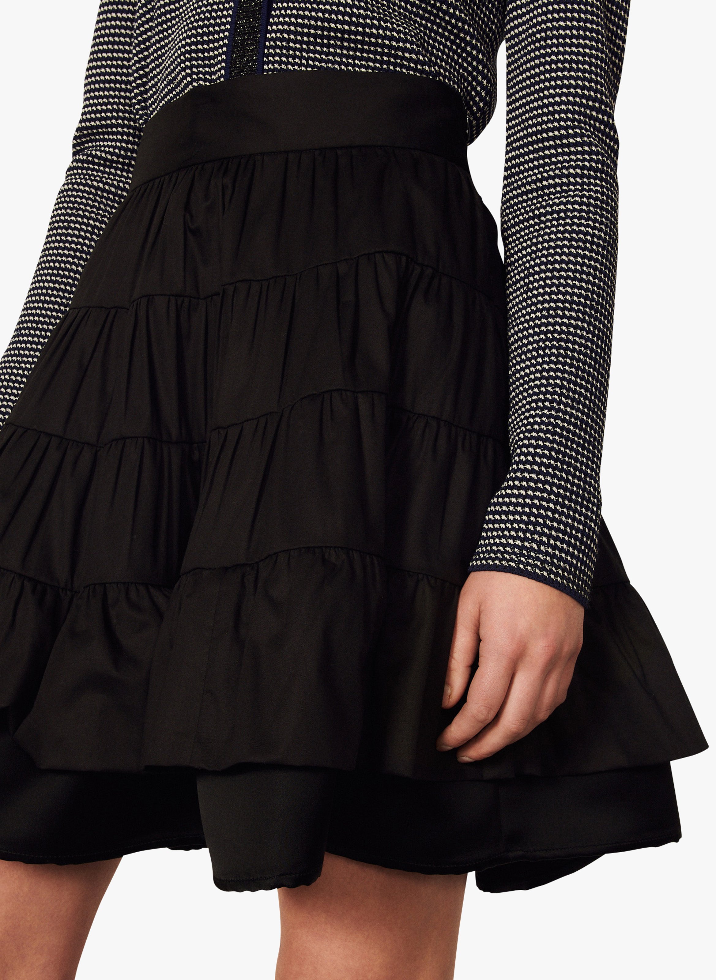 black cotton ruffle skirt