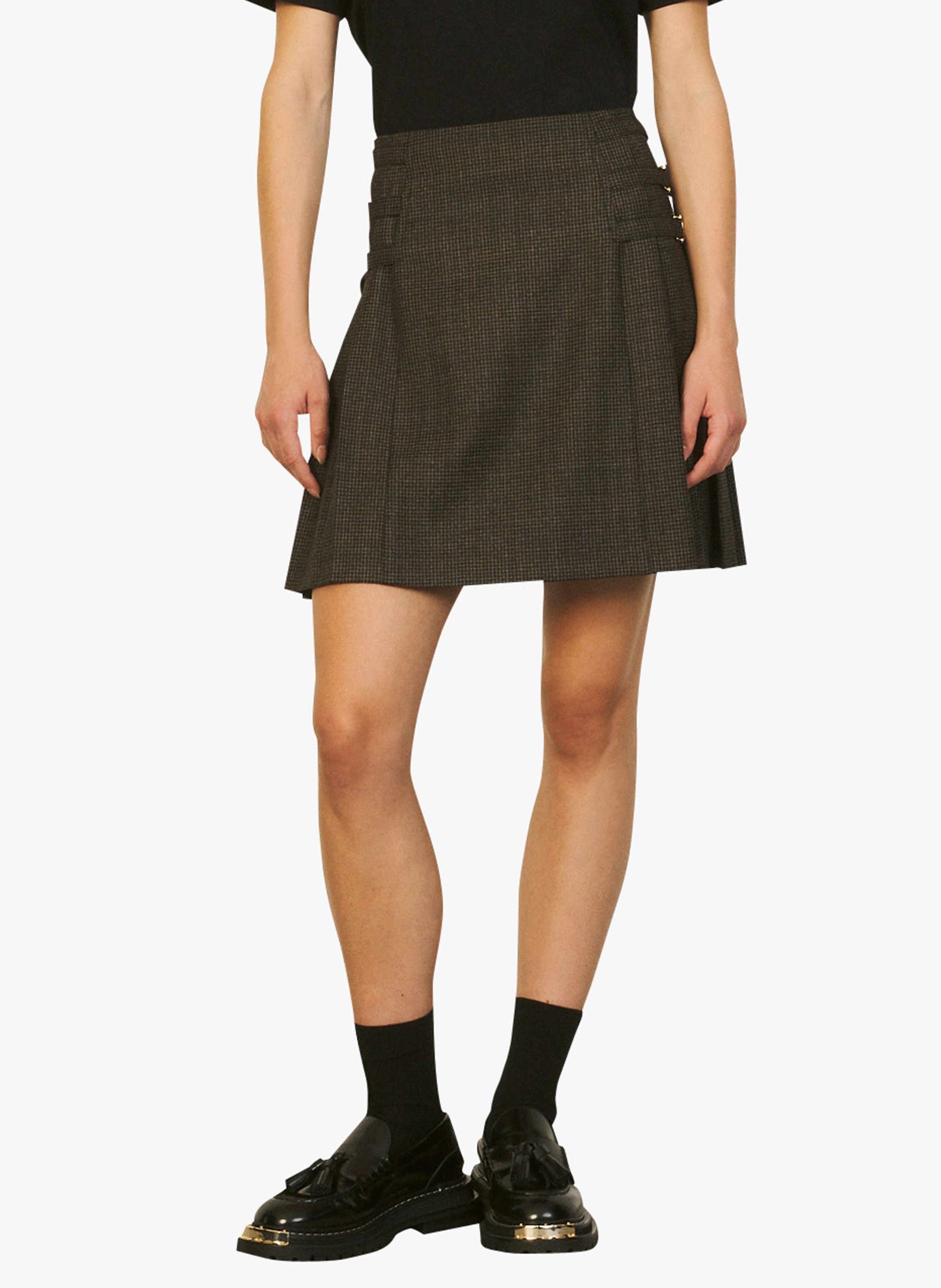 houndstooth pleated mini skirt