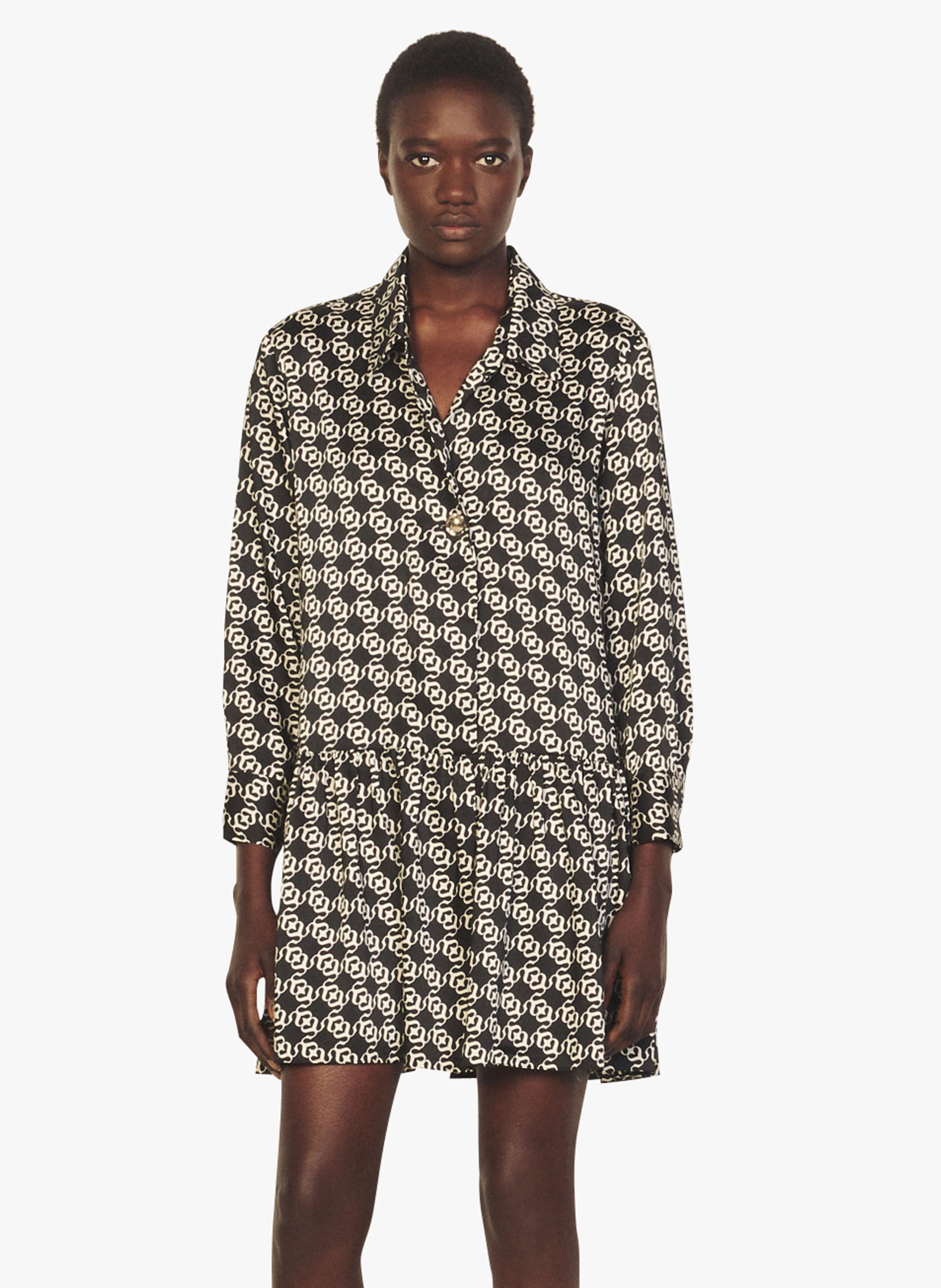 sandro long printed dress