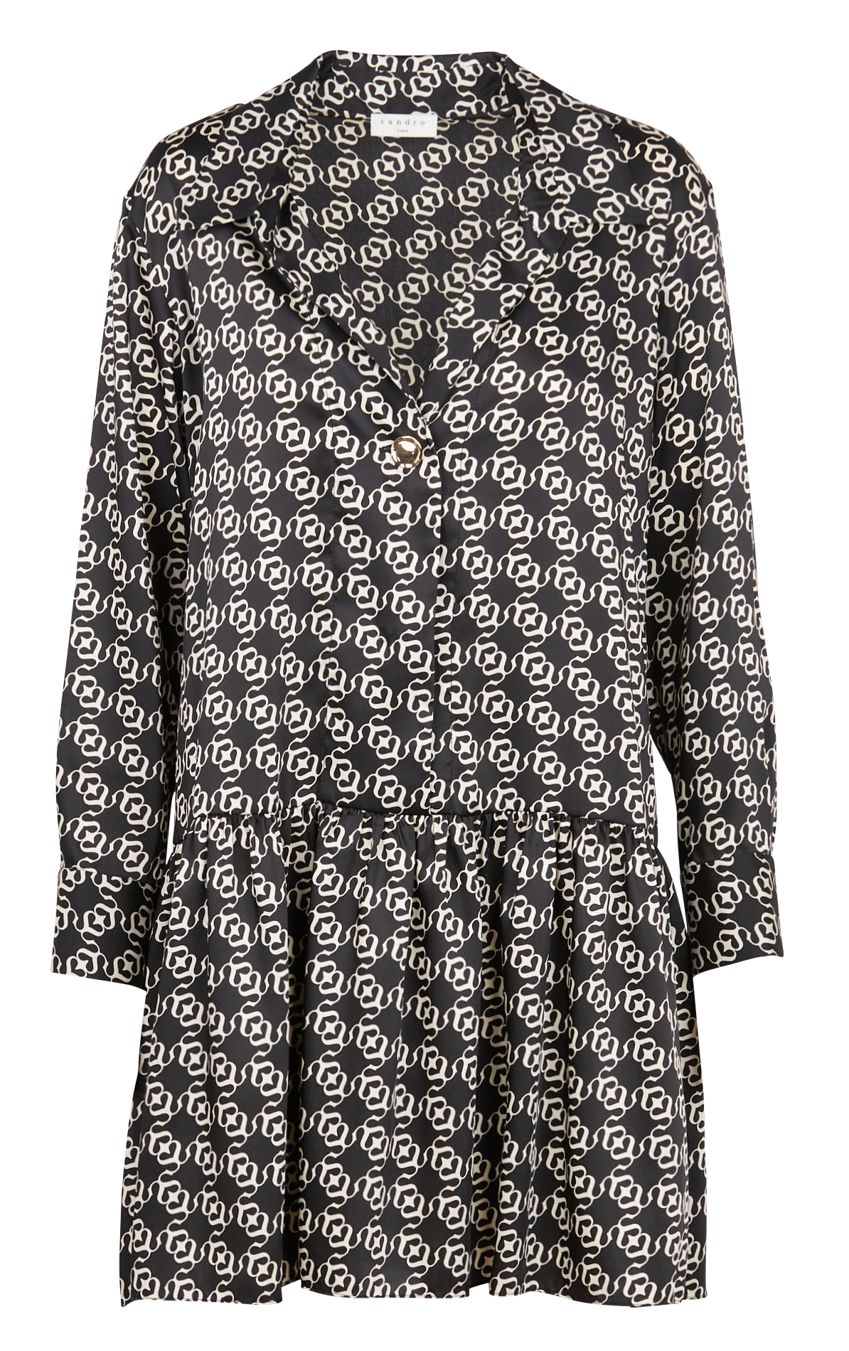 sandro short printed shirt dress