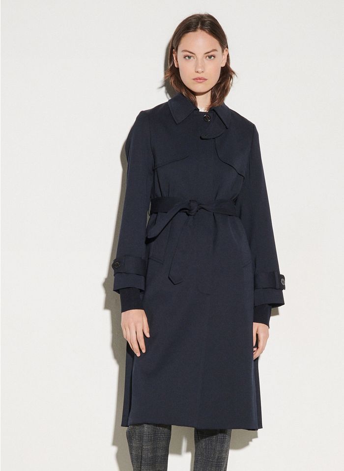 Trench Coat With Classic Collar And, Sandro Double Sided Black Wool Trench Coat