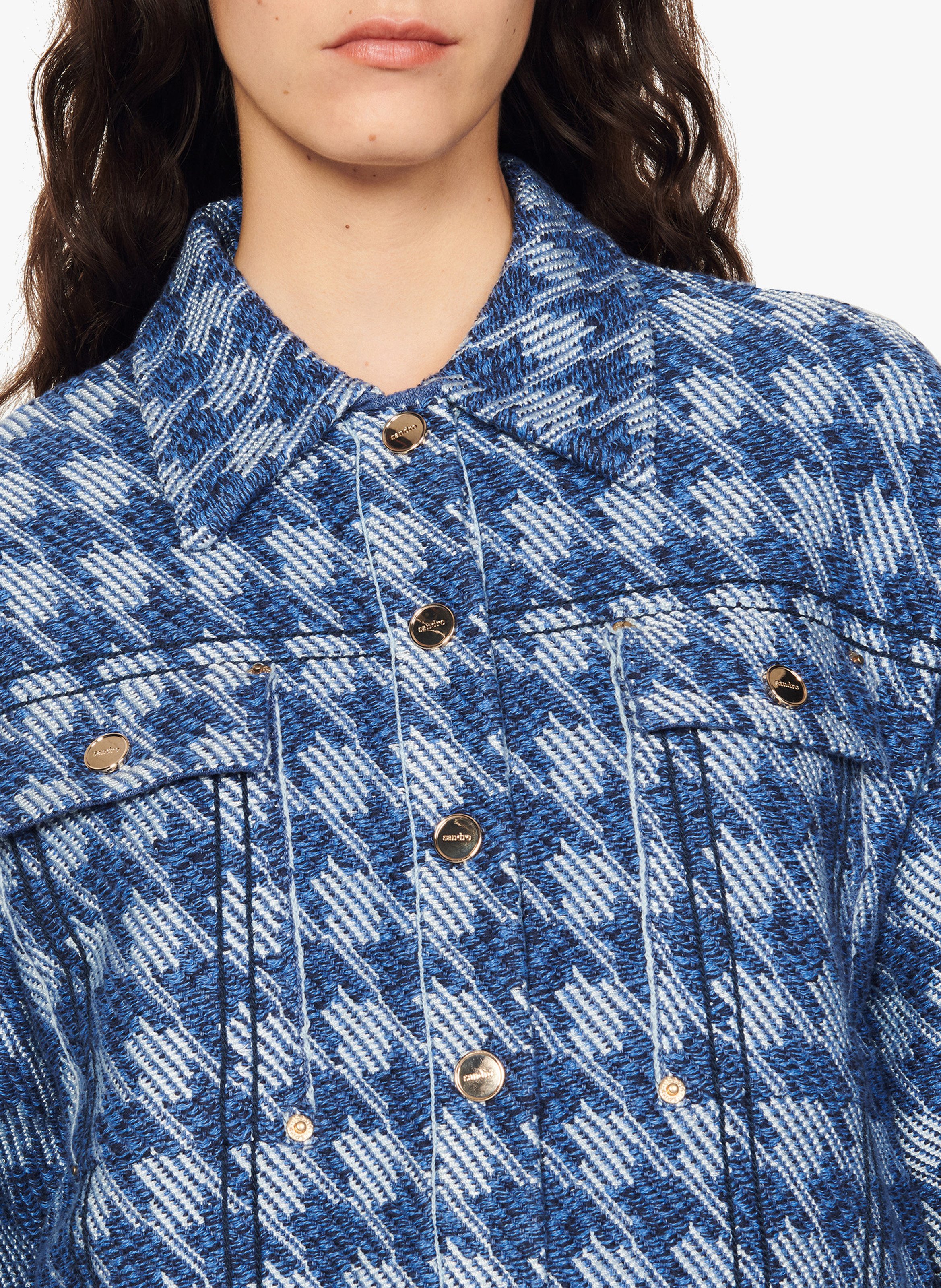 sandro blue tweed jacket