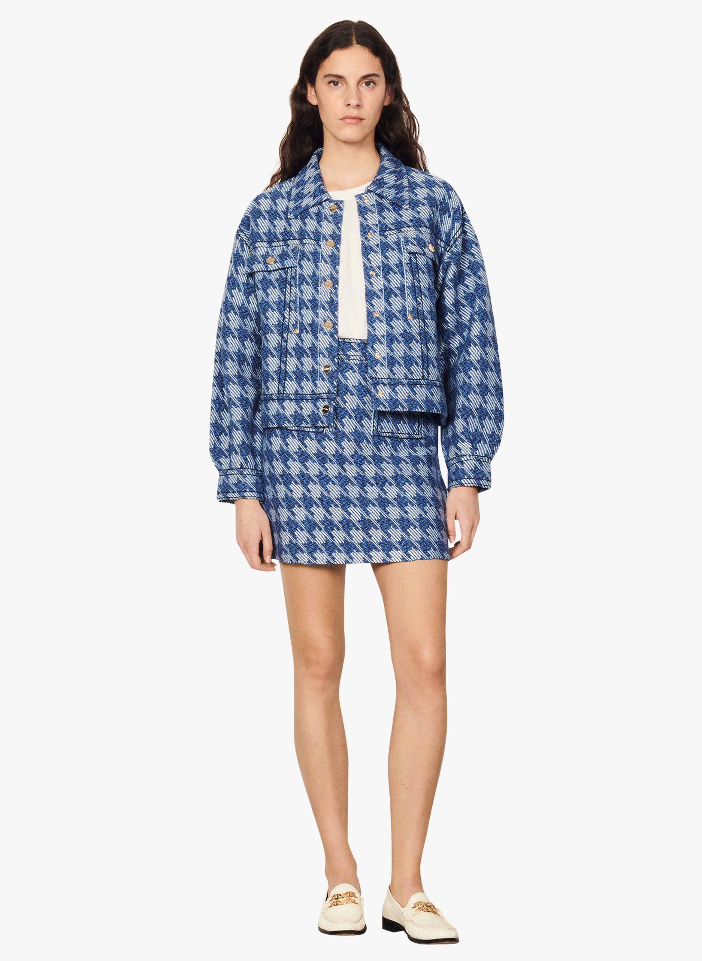 sandro blue tweed jacket