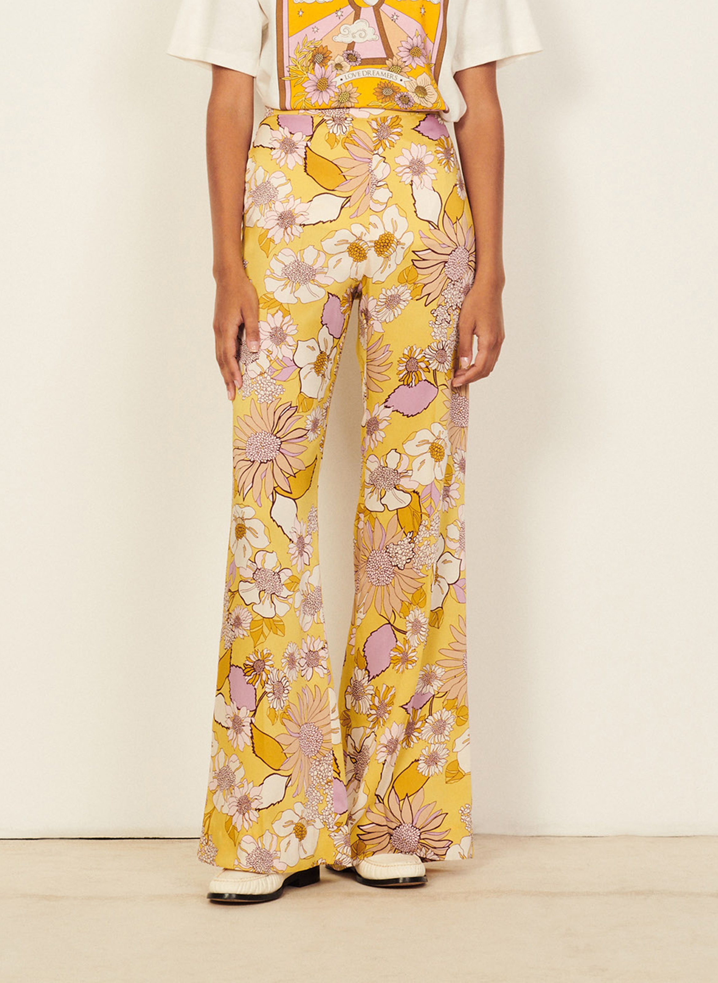 wide leg patterned pants