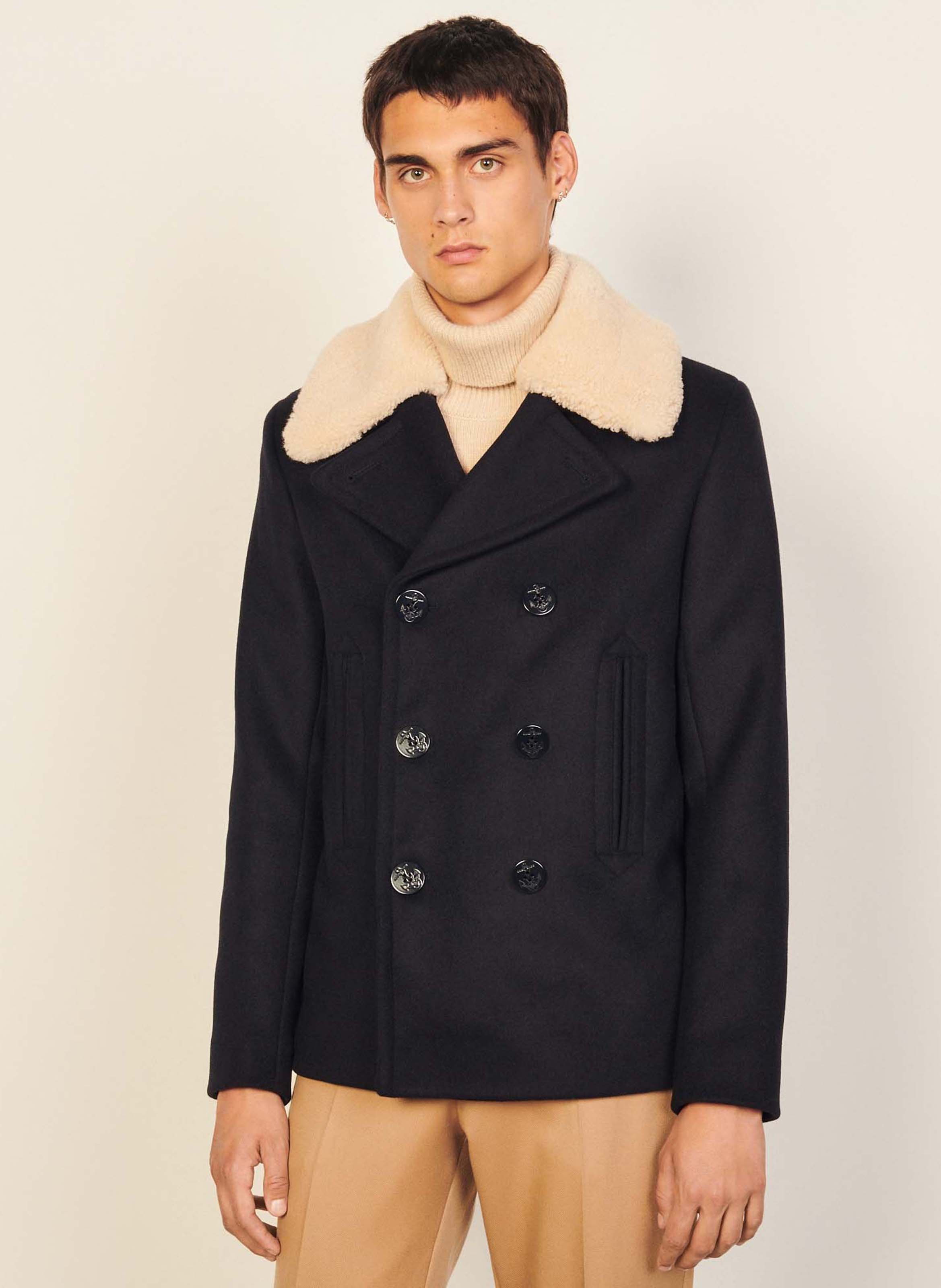 sandro blue wool coat