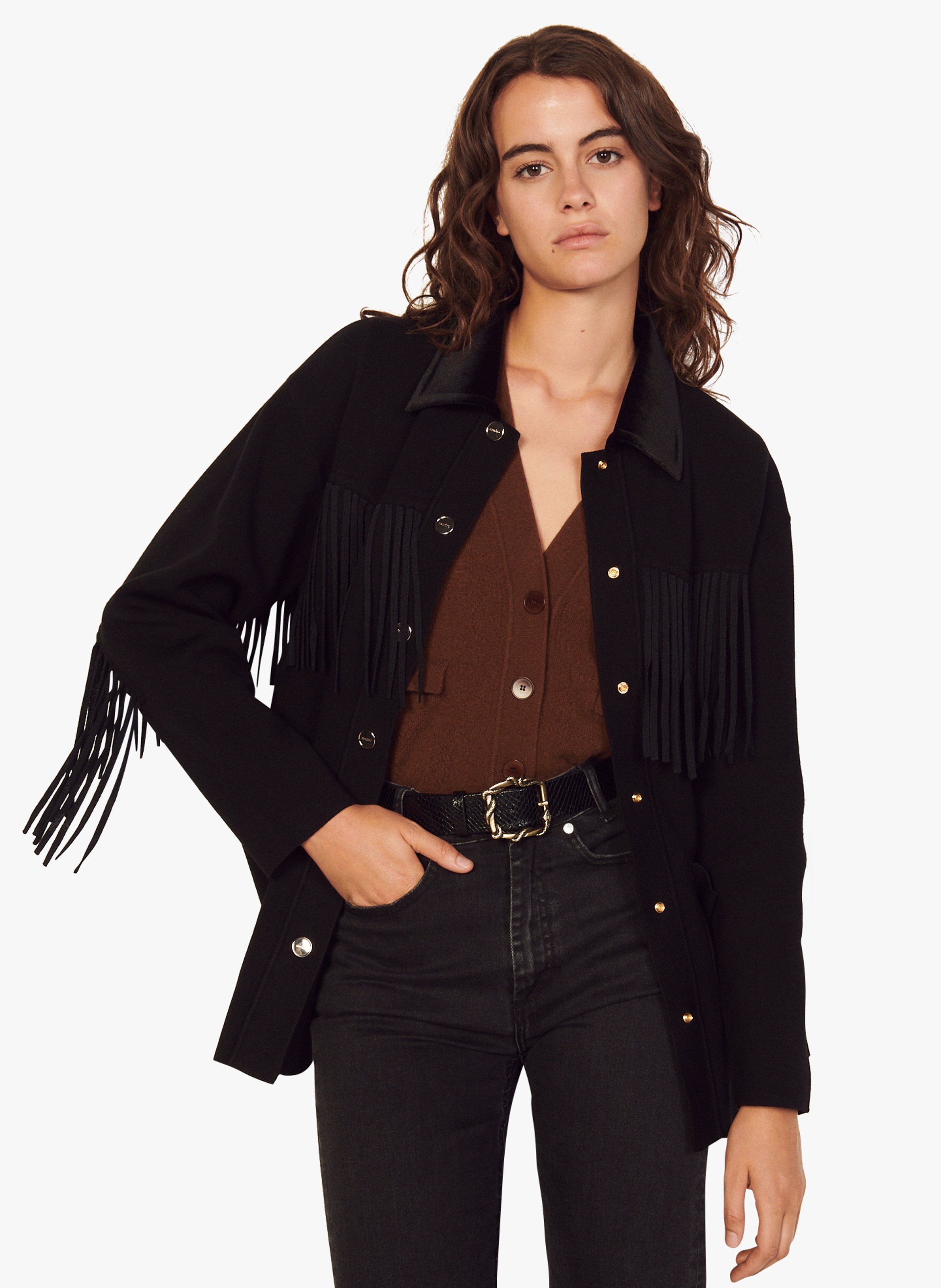 sandro fringe jacket