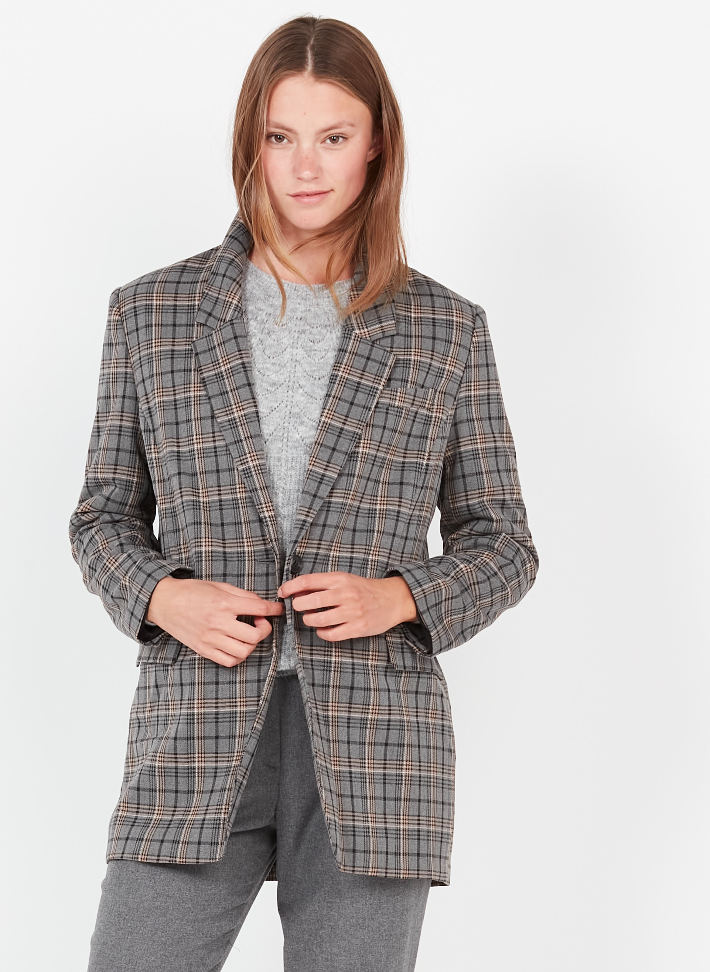 grey checked jacket
