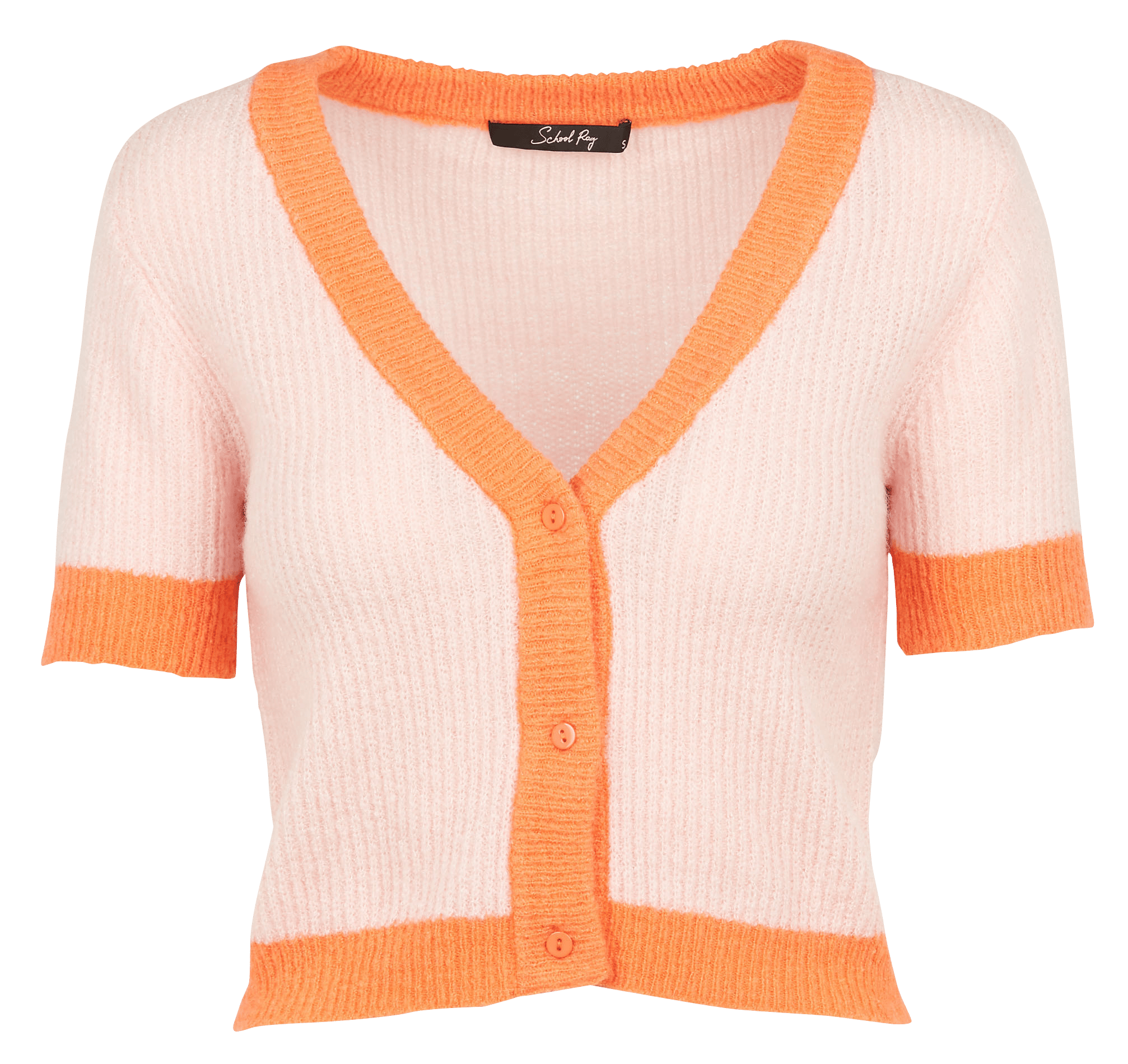 pink and orange cropped cardigan