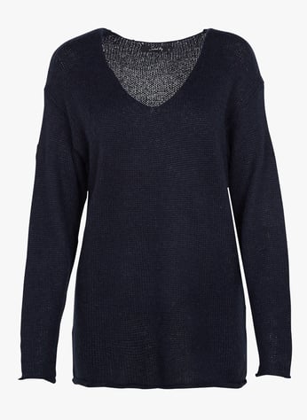 Long Knit V Neck Sweater Saphir School Rag Women Place Des Tendances Long Knit V Neck Sweater Saphir School Rag Women Place Des Tendances