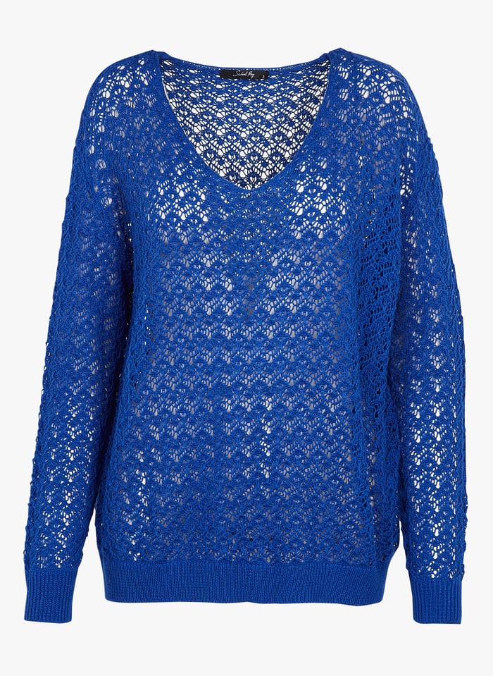 Loose Fit Decorative Knit Sweater Royal School Rag Women Place Des Tendances Loose Fit Decorative Knit Sweater Royal School Rag Women Place Des Tendances