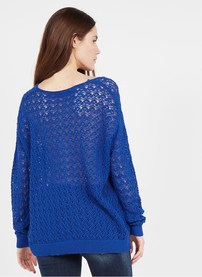 Loose Fit Decorative Knit Sweater Royal School Rag Women Place Des Tendances Loose Fit Decorative Knit Sweater Royal School Rag Women Place Des Tendances