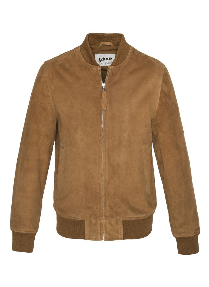 SCHOTT Brown Zip-up leather bomber jacket