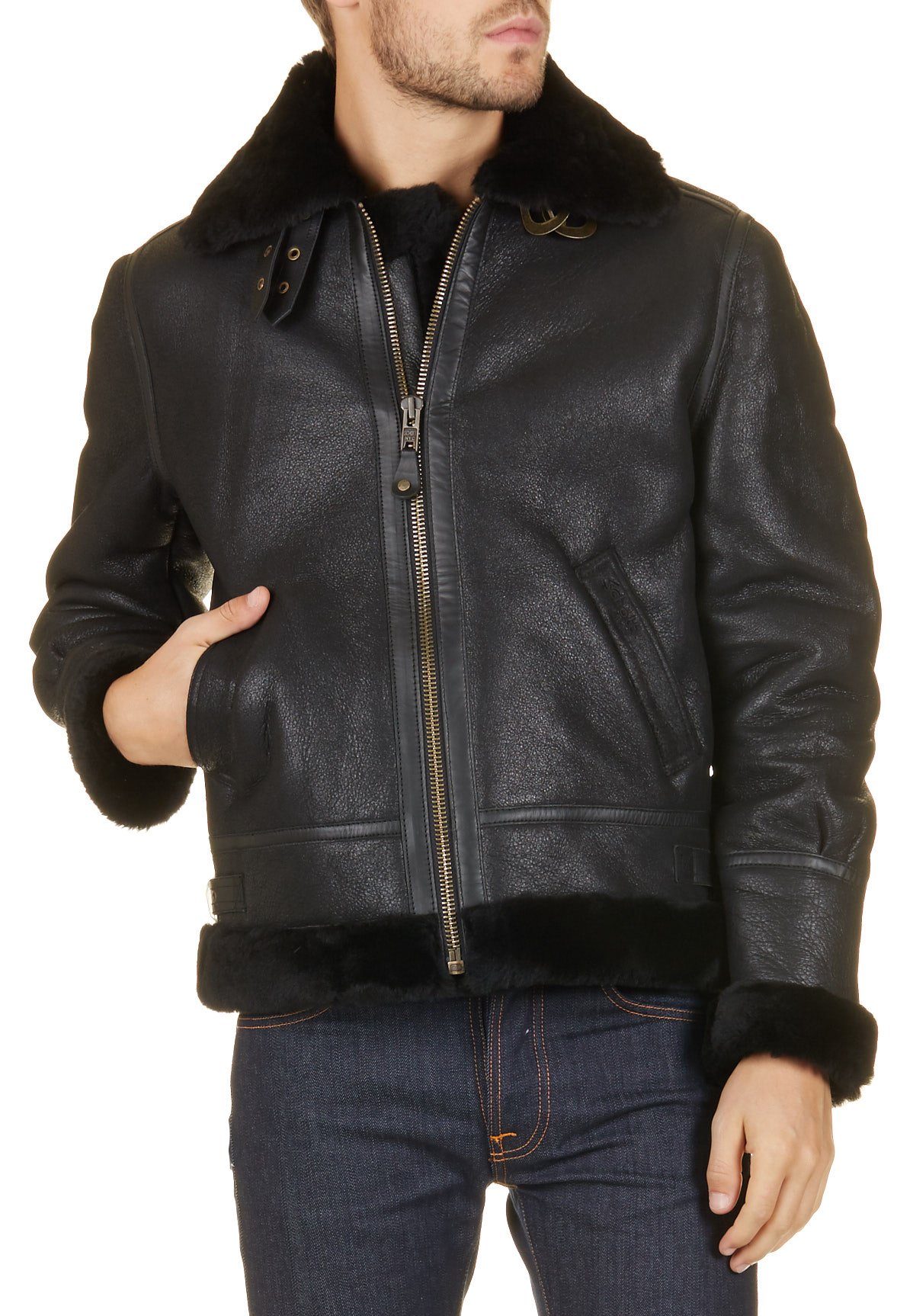 schott sheepskin jacket