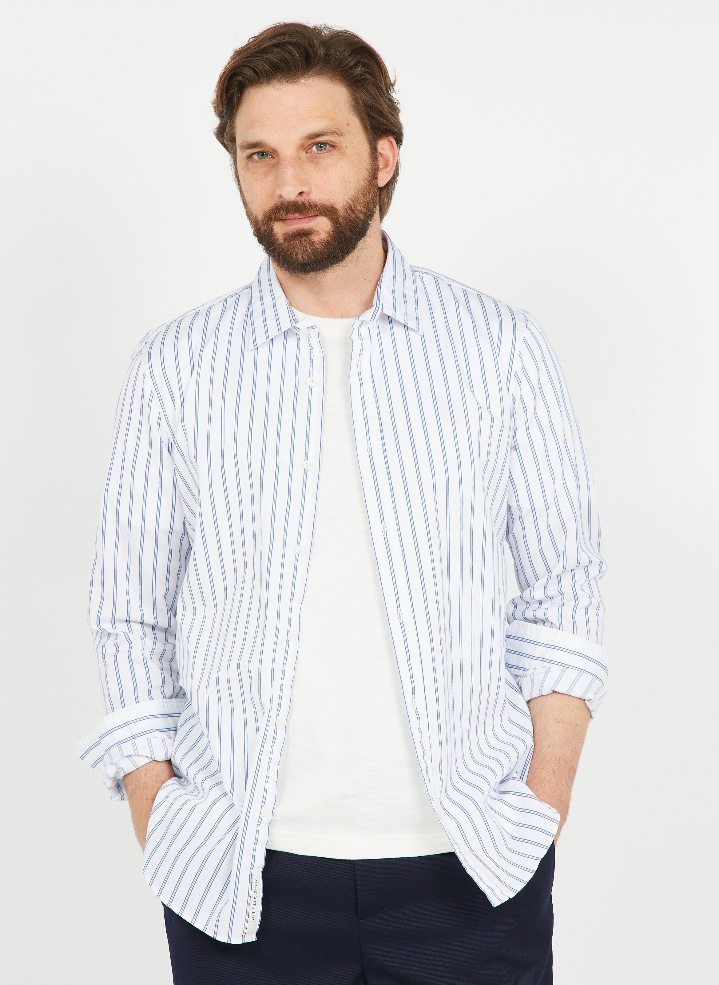Sale Classic Collar Cotton Striped 