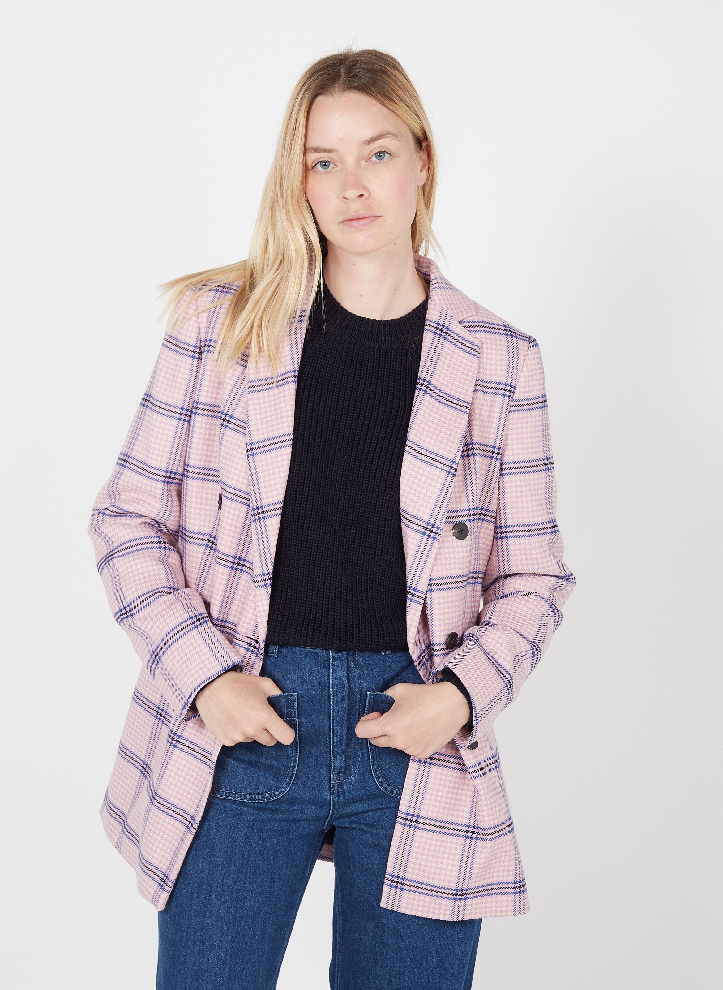 checkered print jacket