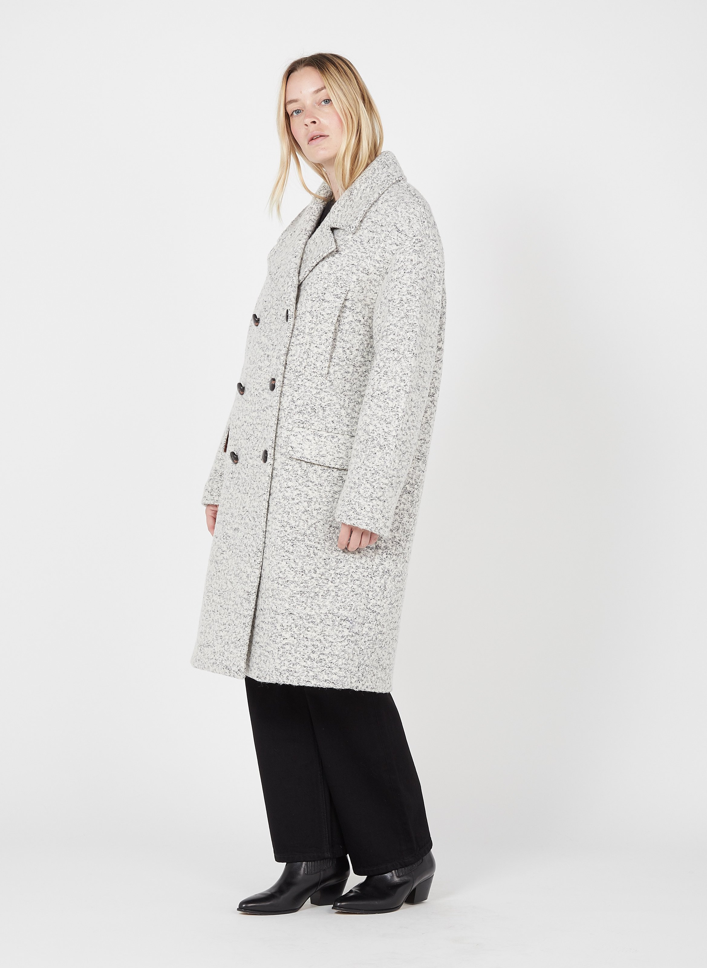 boucle grey coat