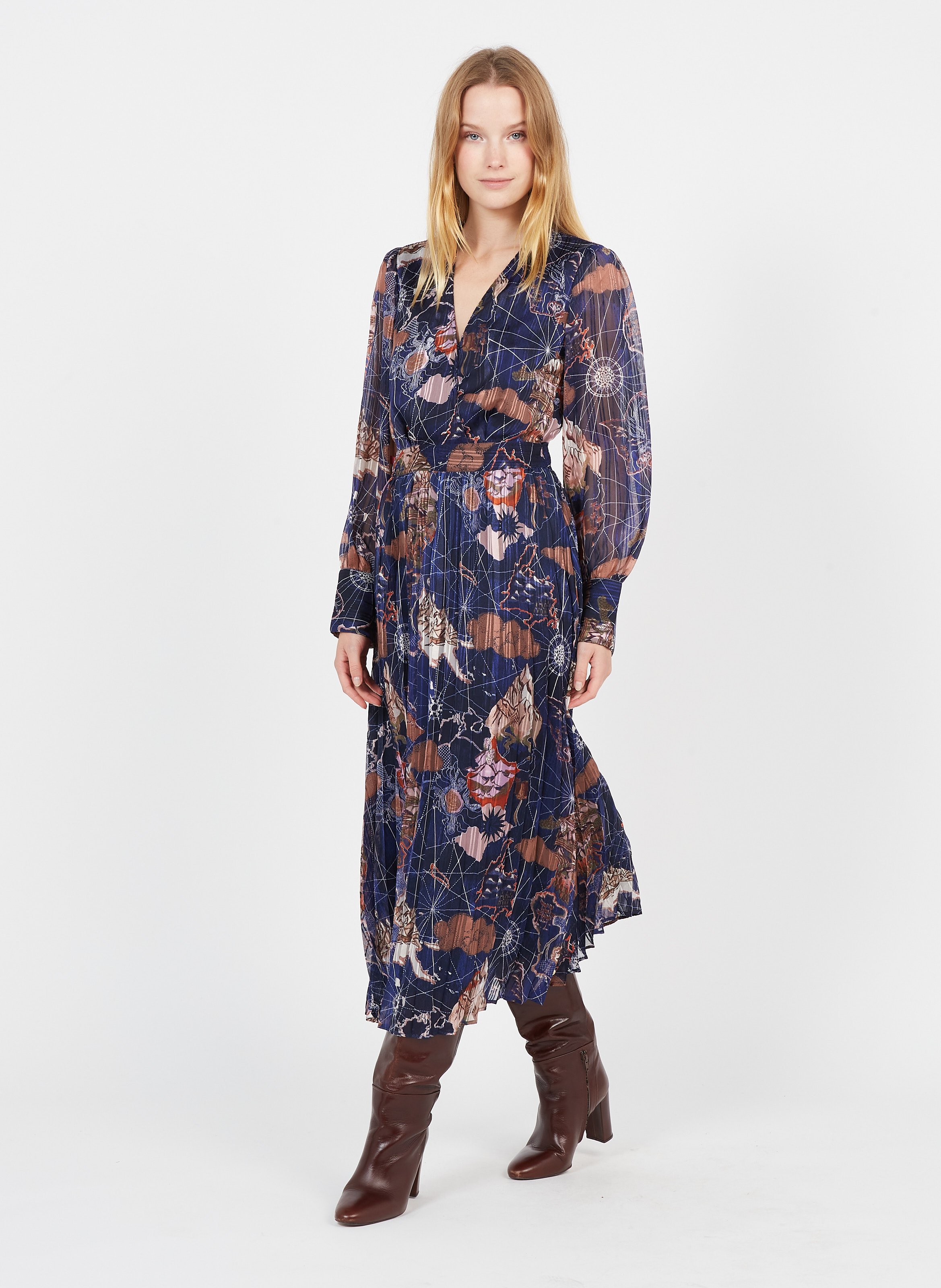 langley print midi dress