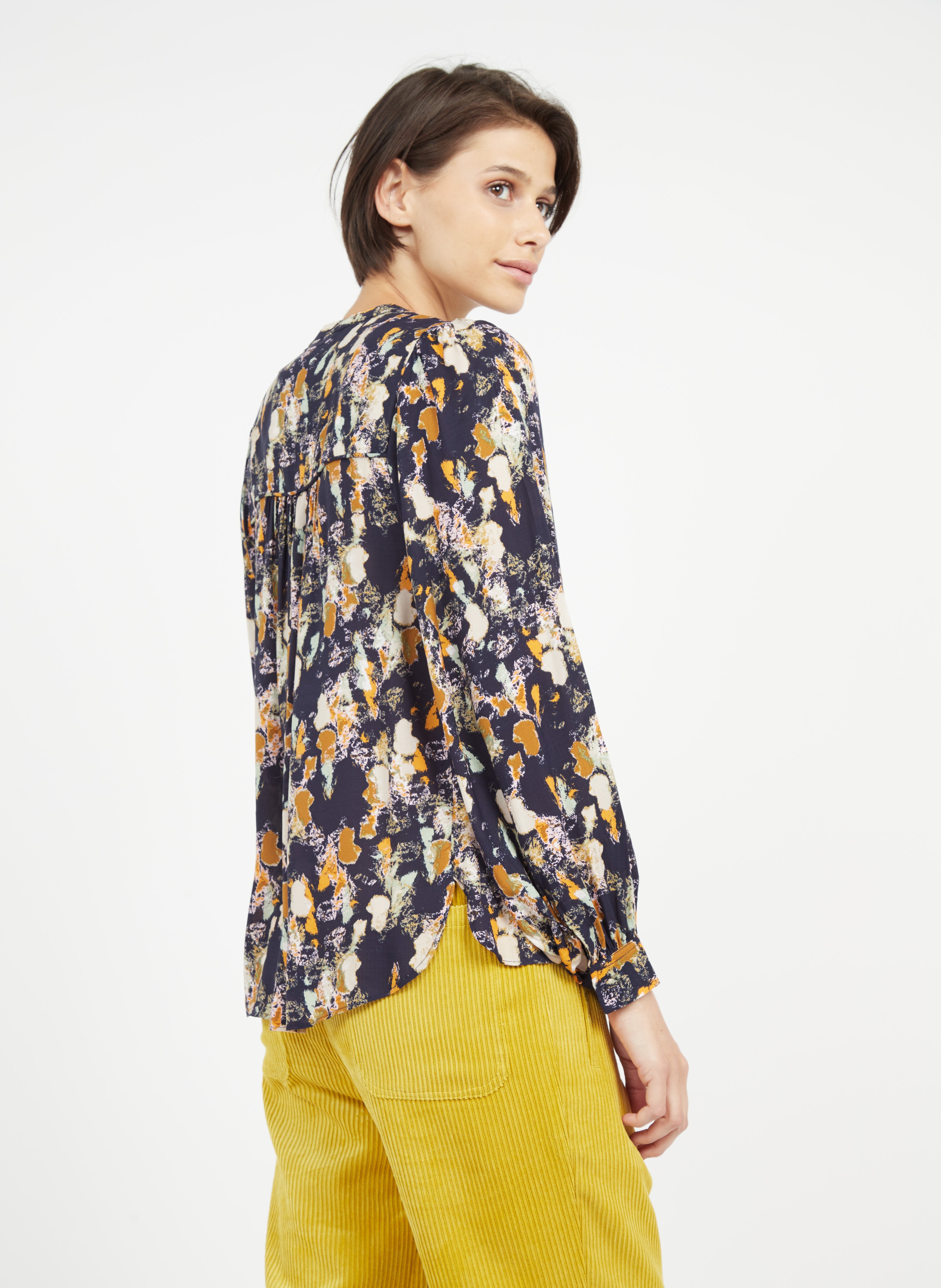 Printed Viscose Shirt Peacoat Second Female Women Place des Tendances