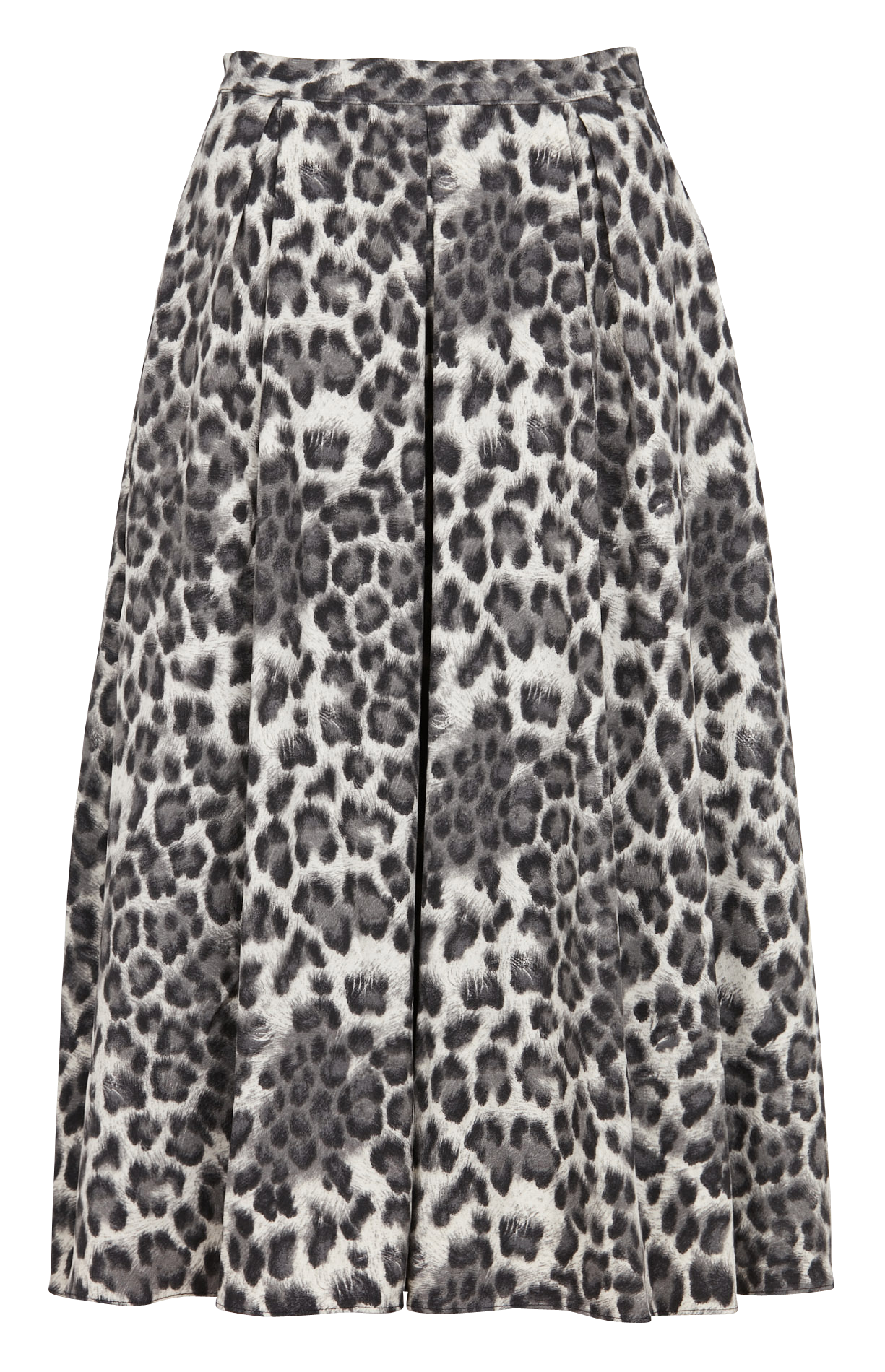 grey leopard print midi skirt