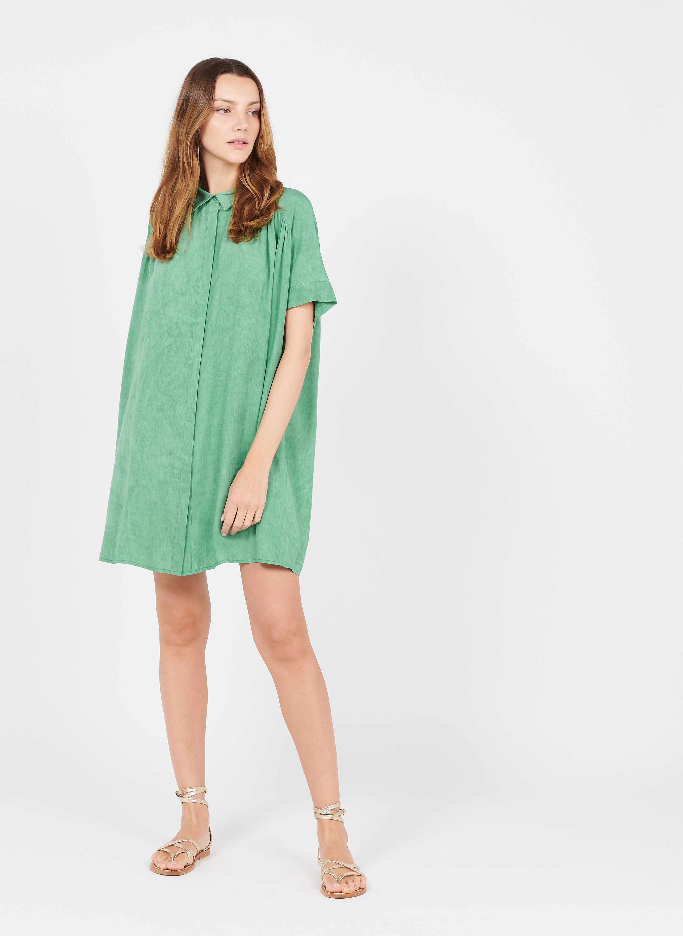 j crew button front cap sleeve dress