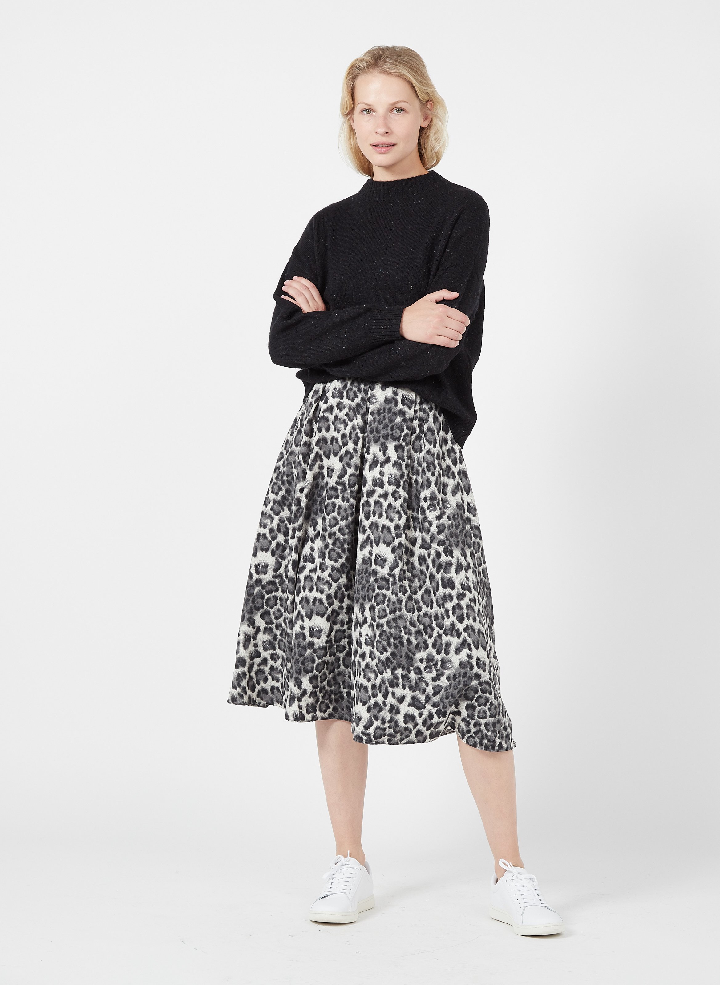 gray leopard skirt