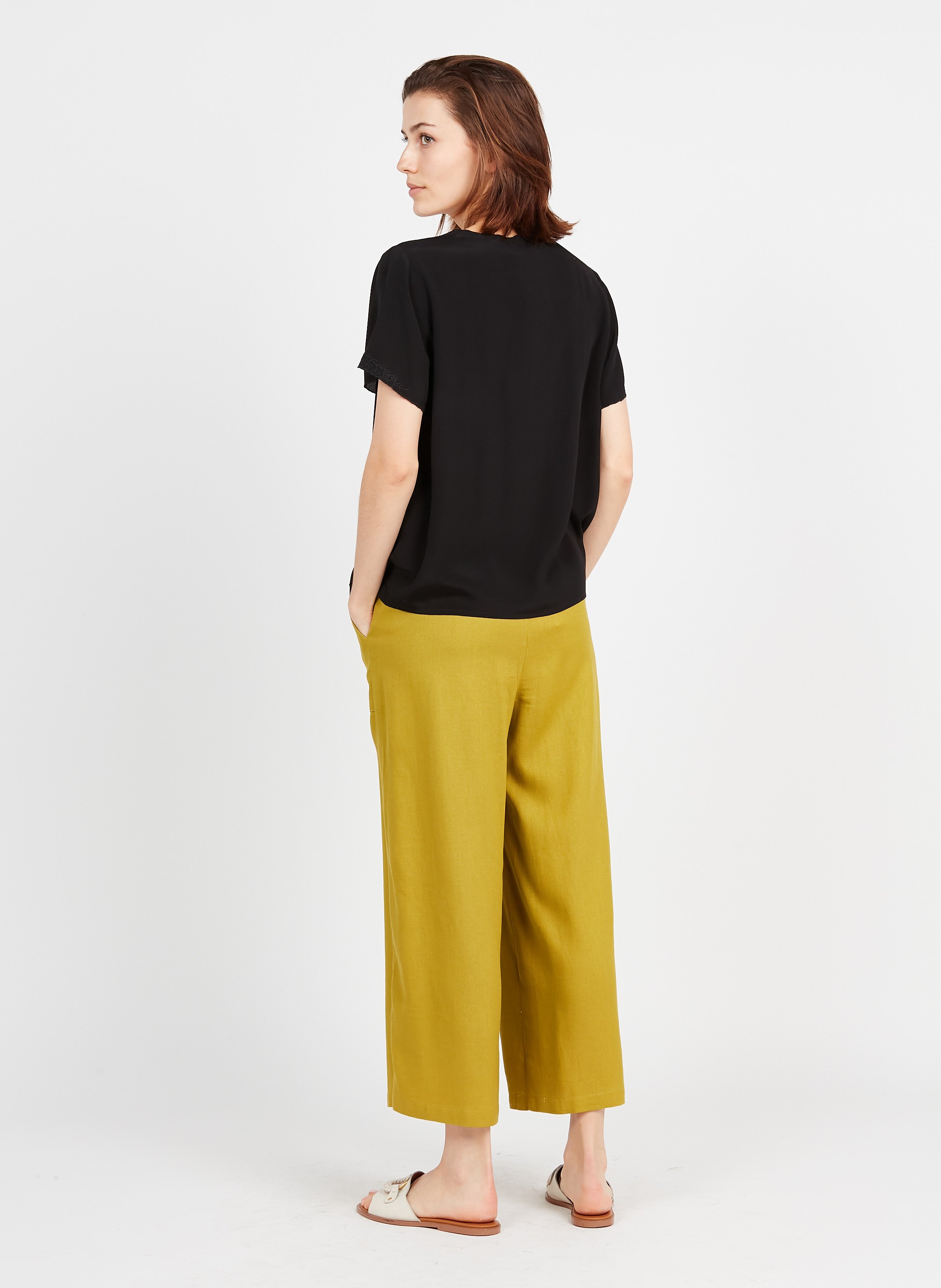 Sale High-waisted Wide-leg Cotton And 