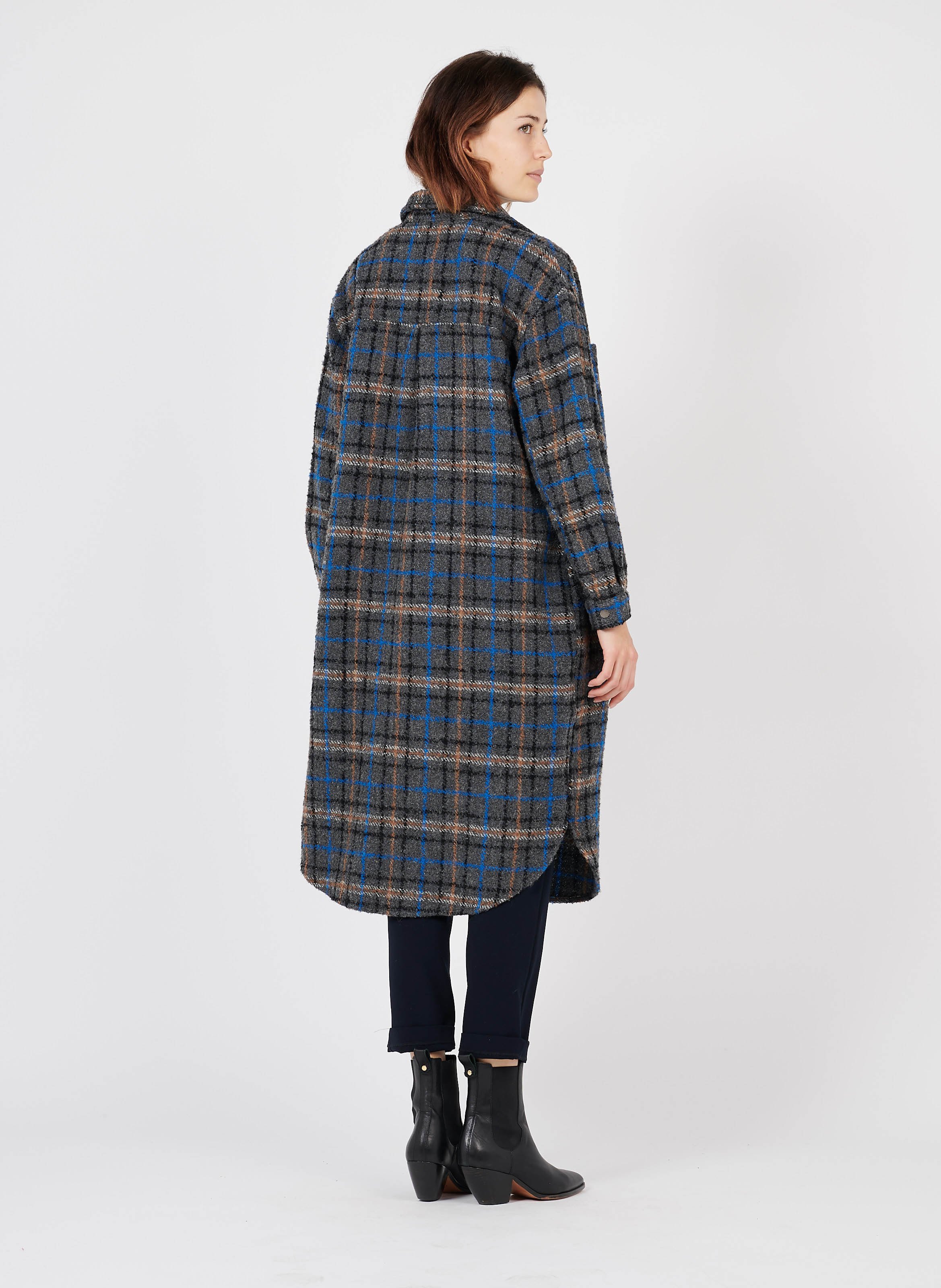 grey check coat