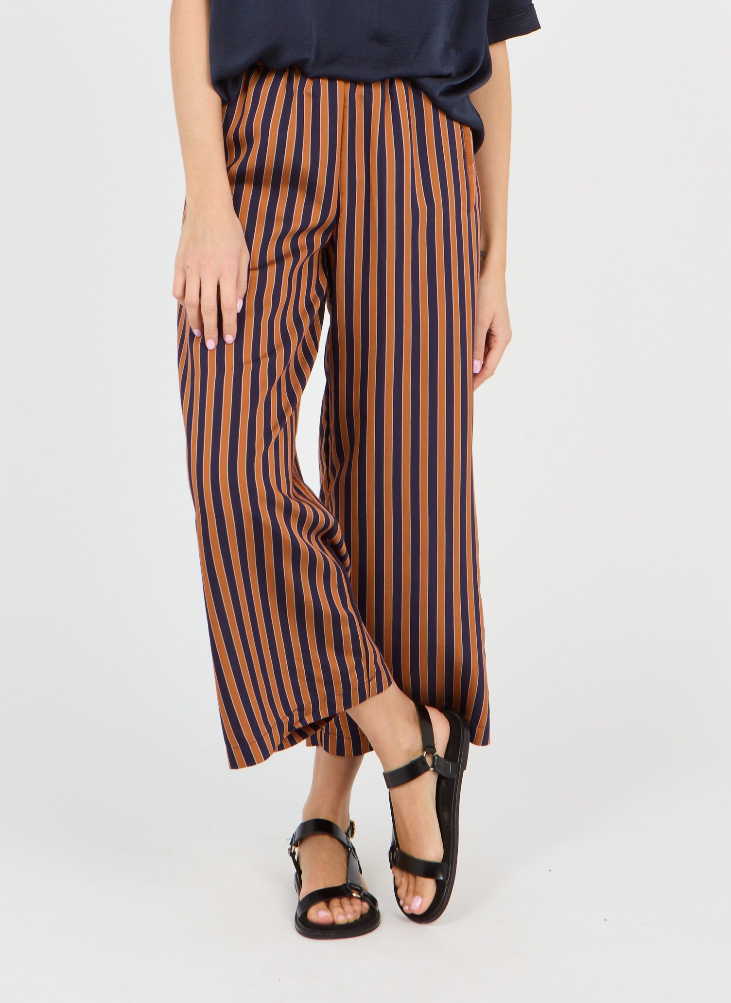 Sale Striped Straight-leg Pants Brown 
