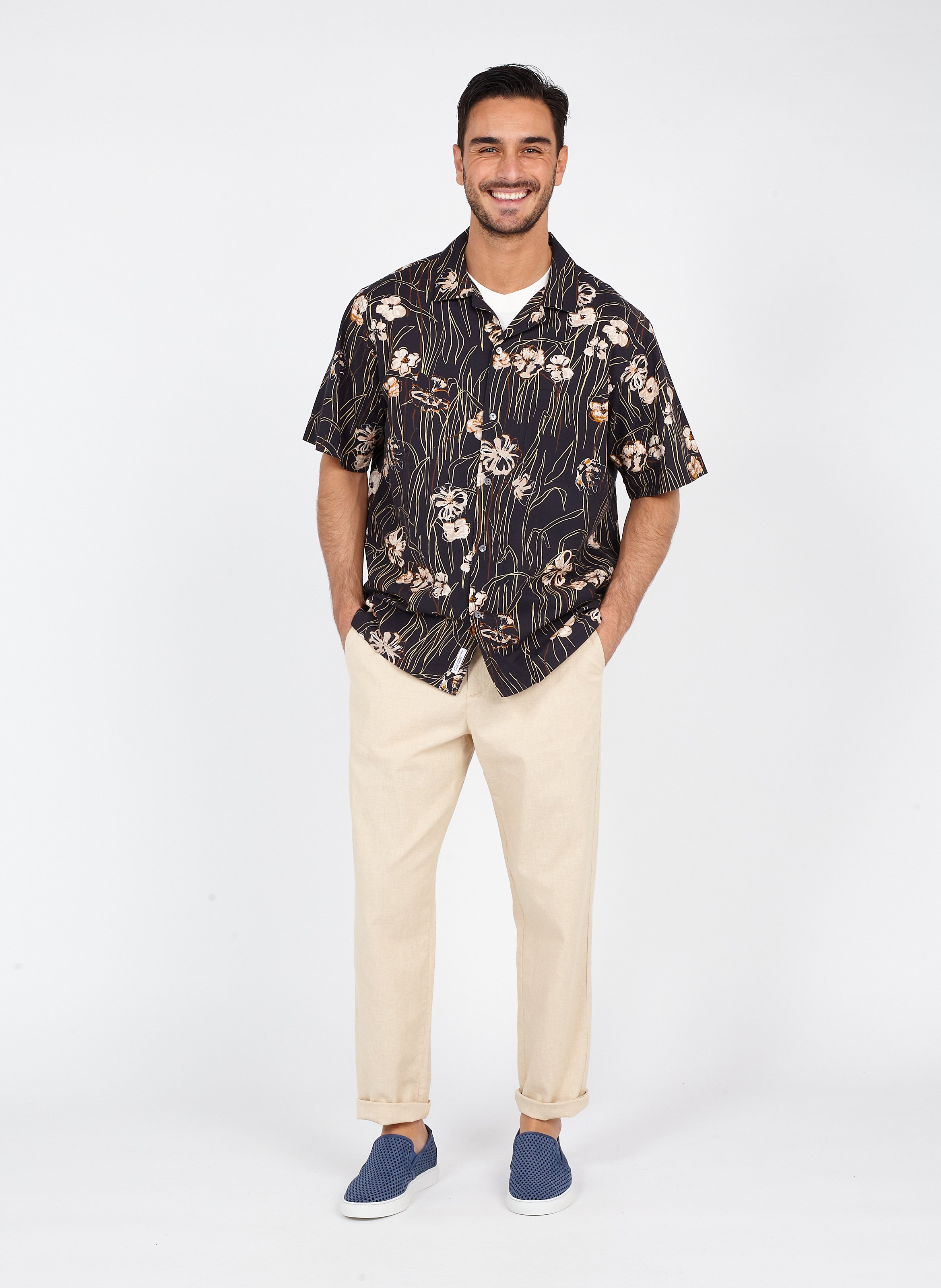Floral Print Regular-fit Cotton Shirt 