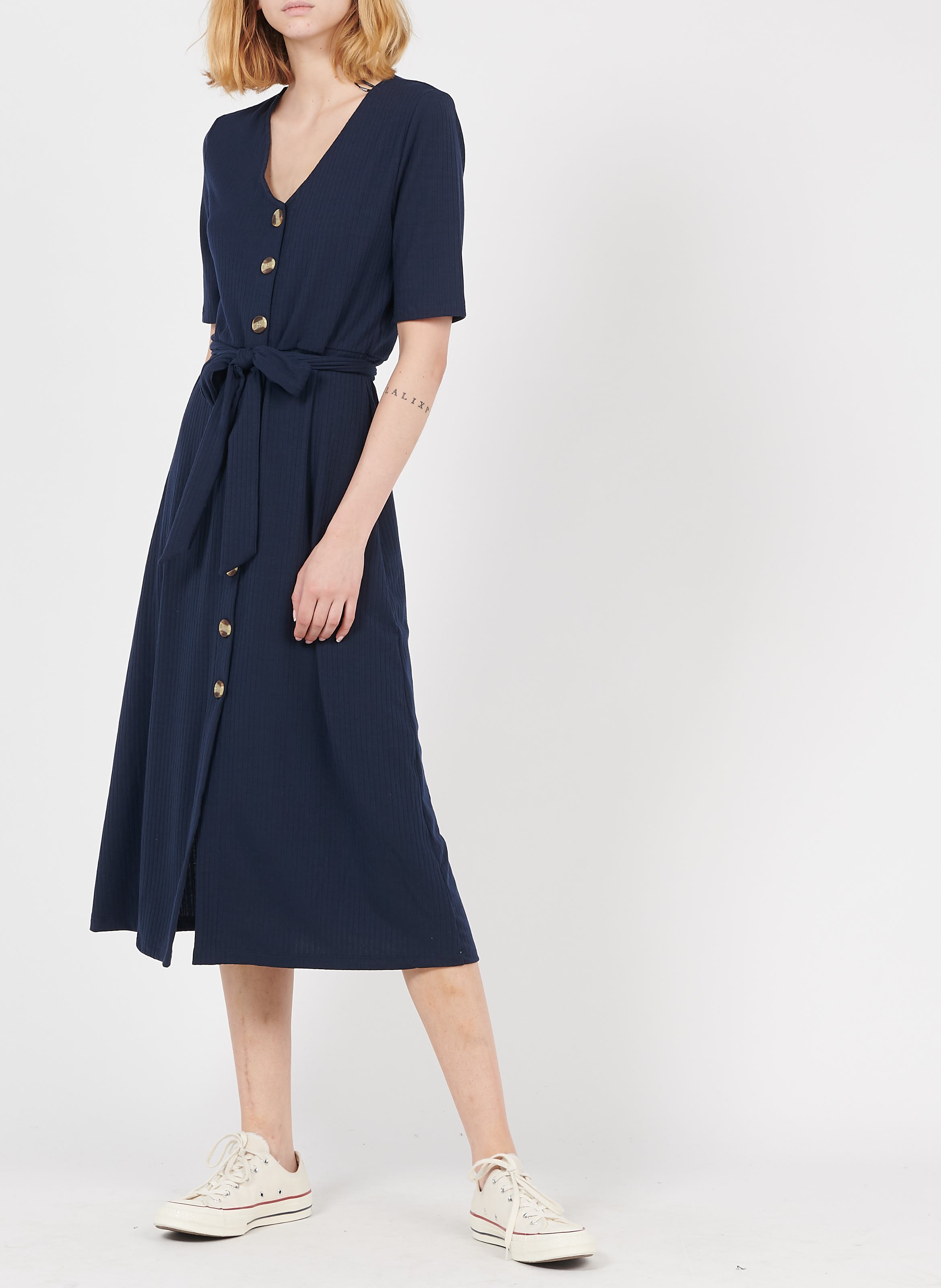 ribbed jersey midi dress