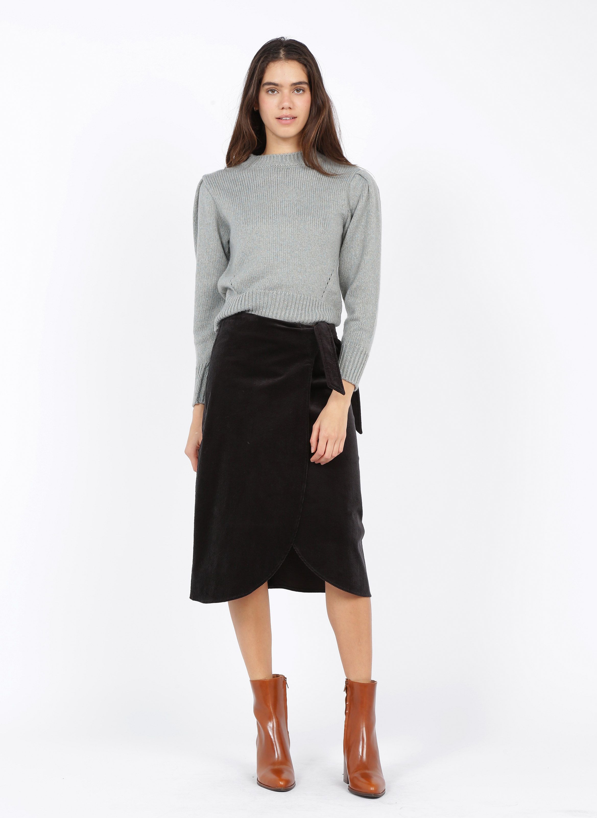 oasis black cord skirt