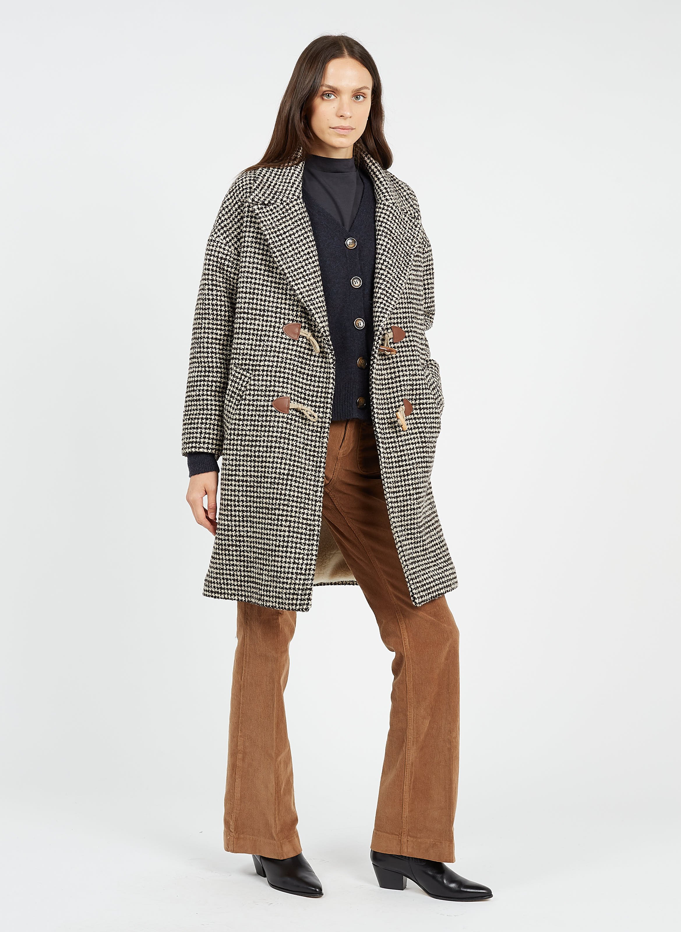 oversized houndstooth coat