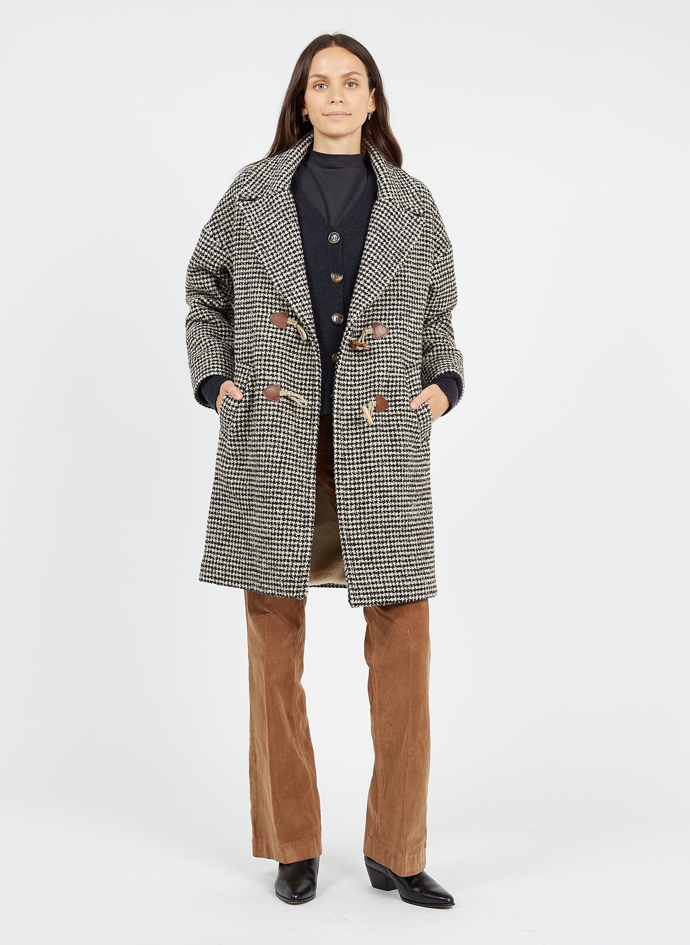 oversized houndstooth coat