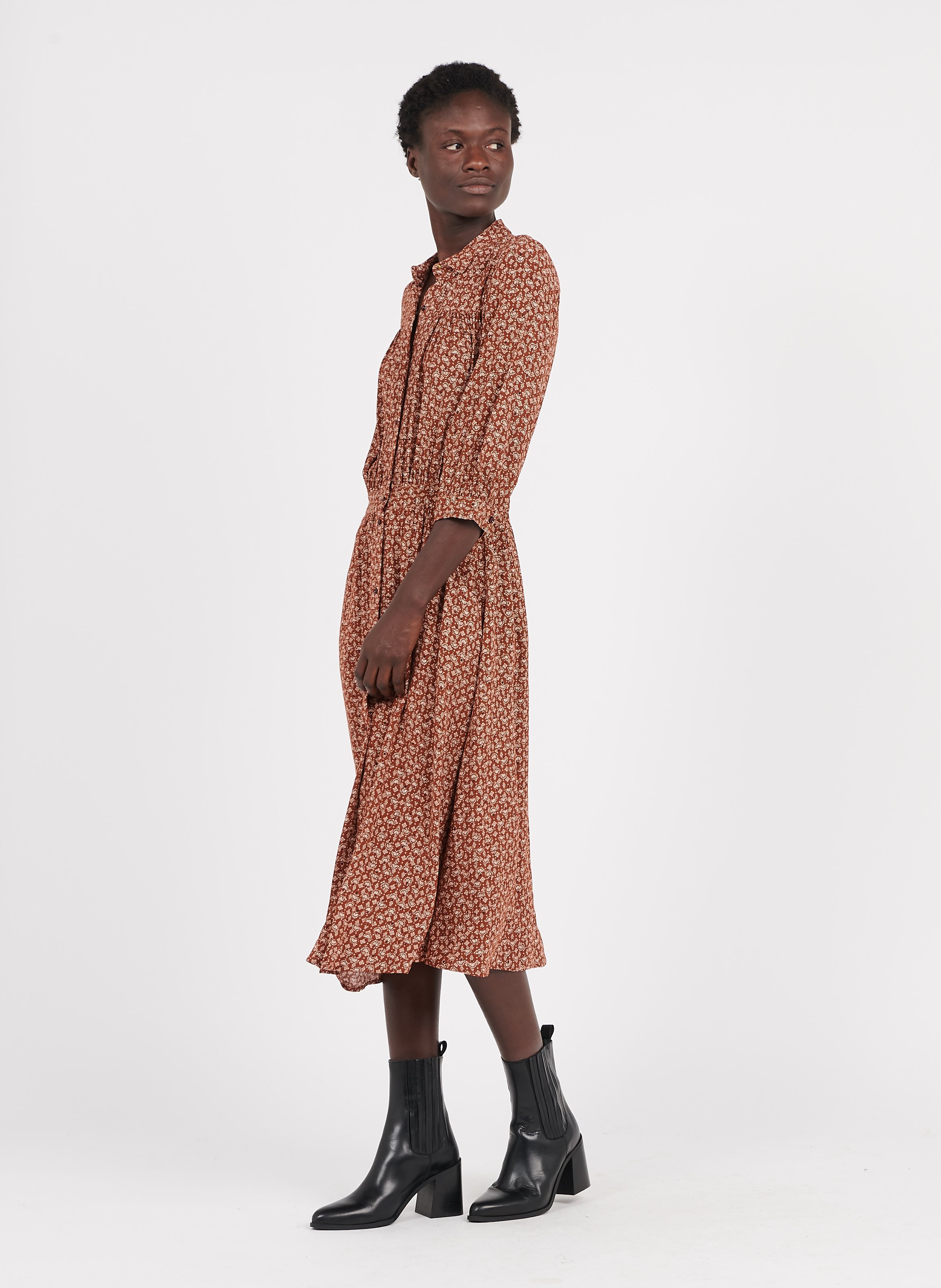 patterned midi dress