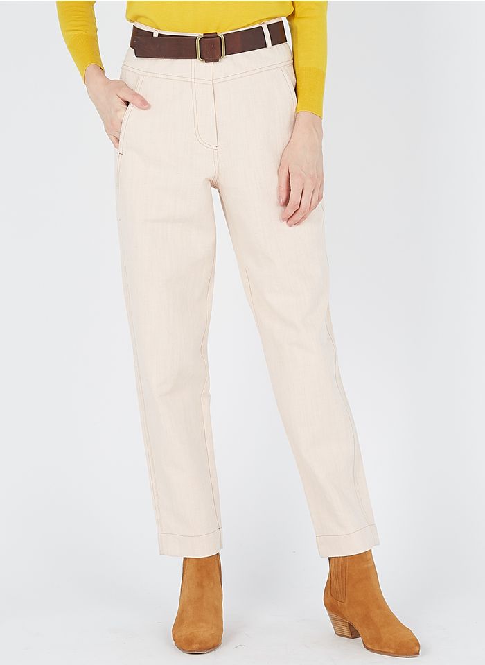 SESSUN Pink Wide-leg high-waisted cotton-blend pants