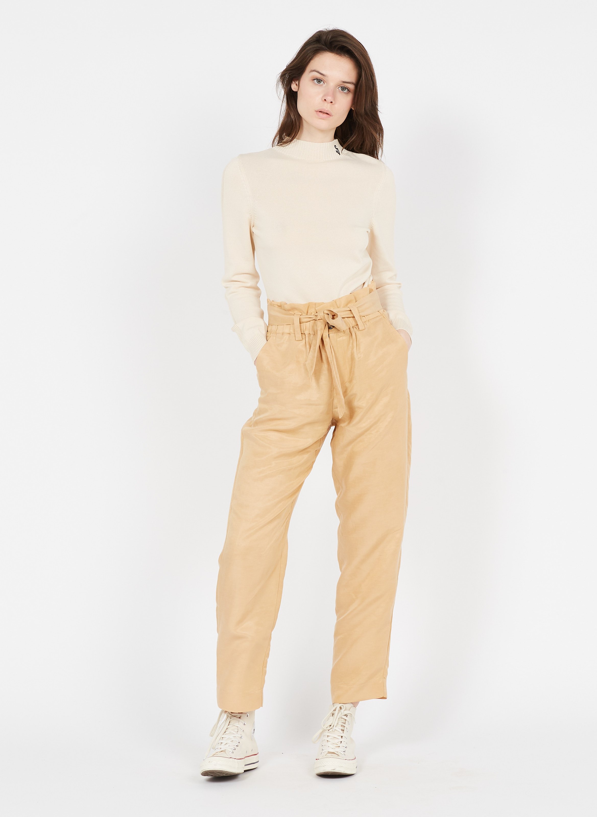 Mixed-knit High-neck Sweater Nude Sinequanone - Women | Place des Tendances