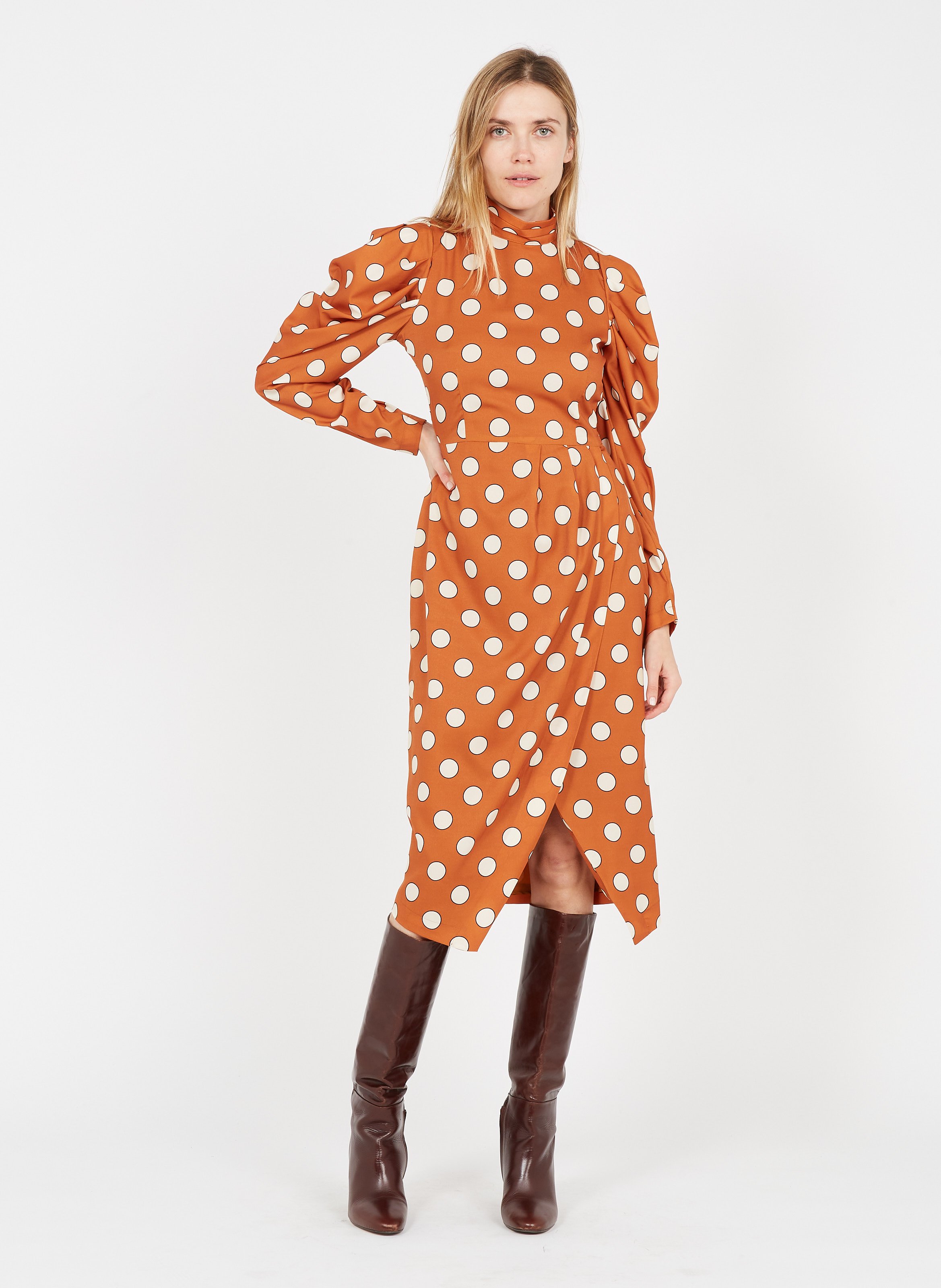 spot high neck midi dress