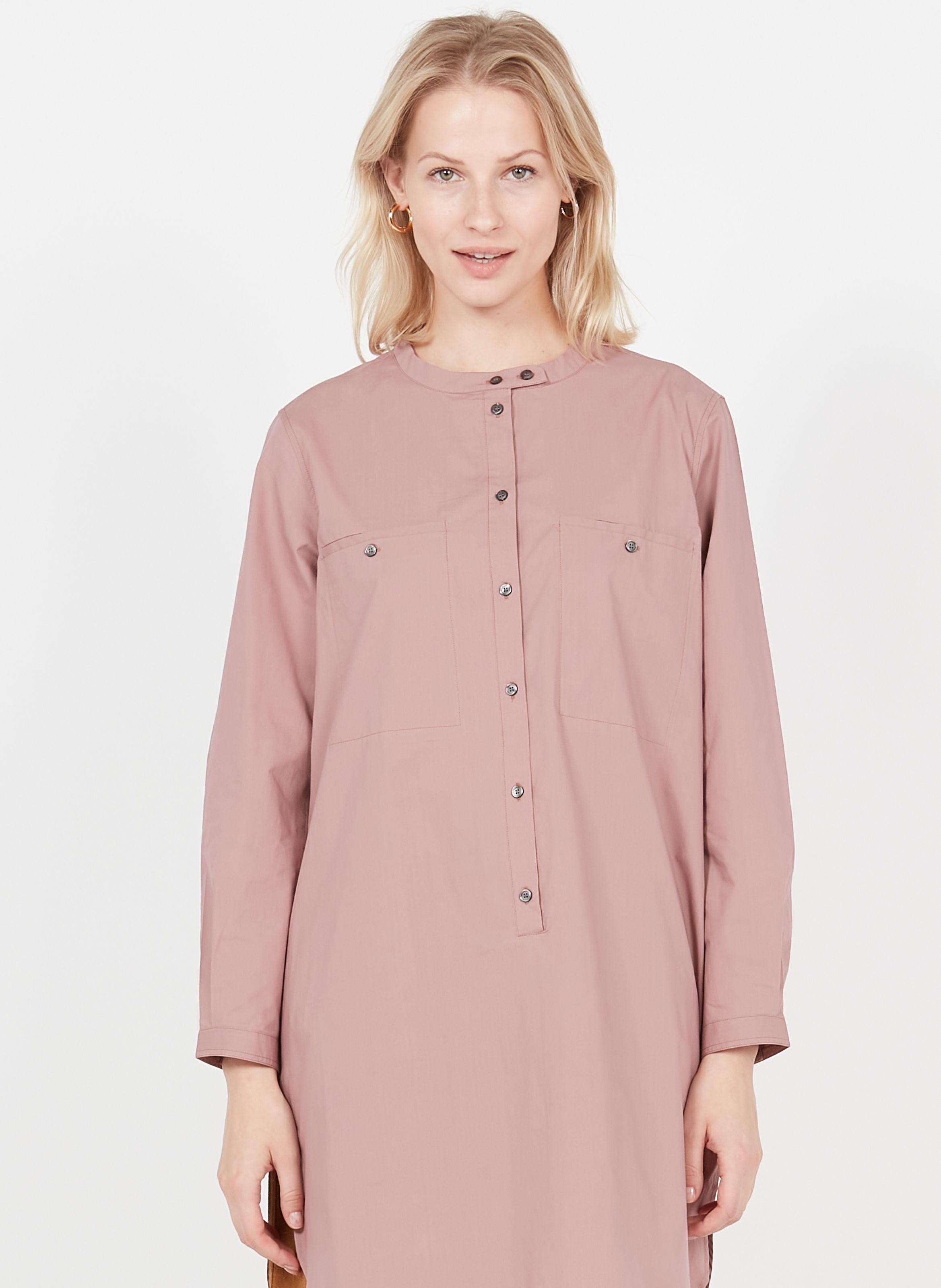 pink cotton shirt dress