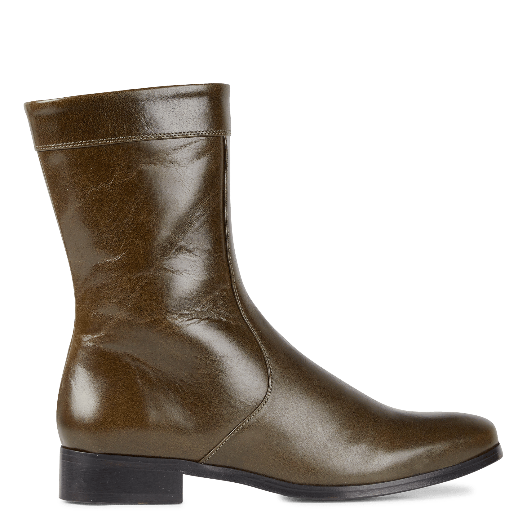 flat leather calf boots