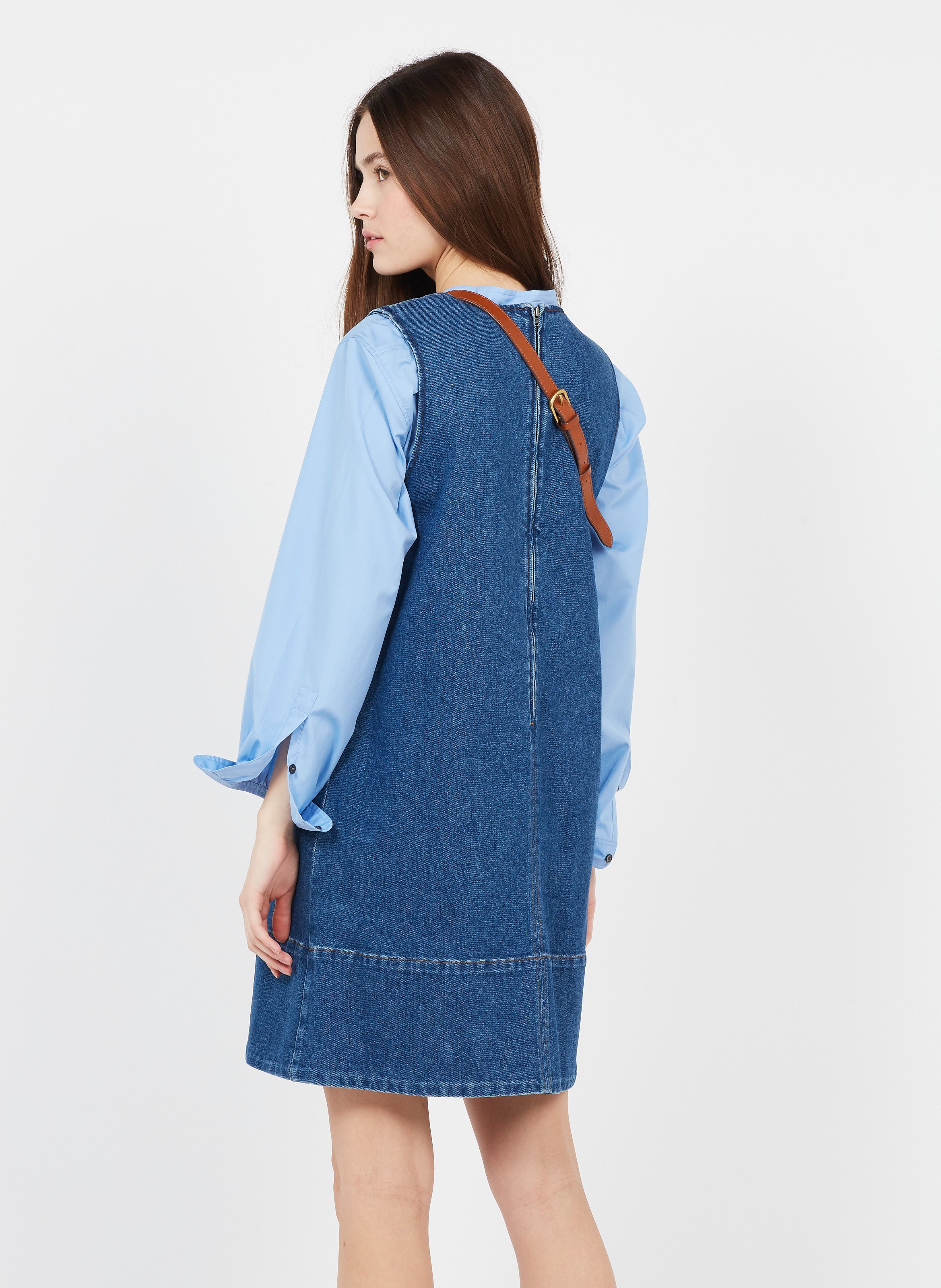 topshop zip up denim dress