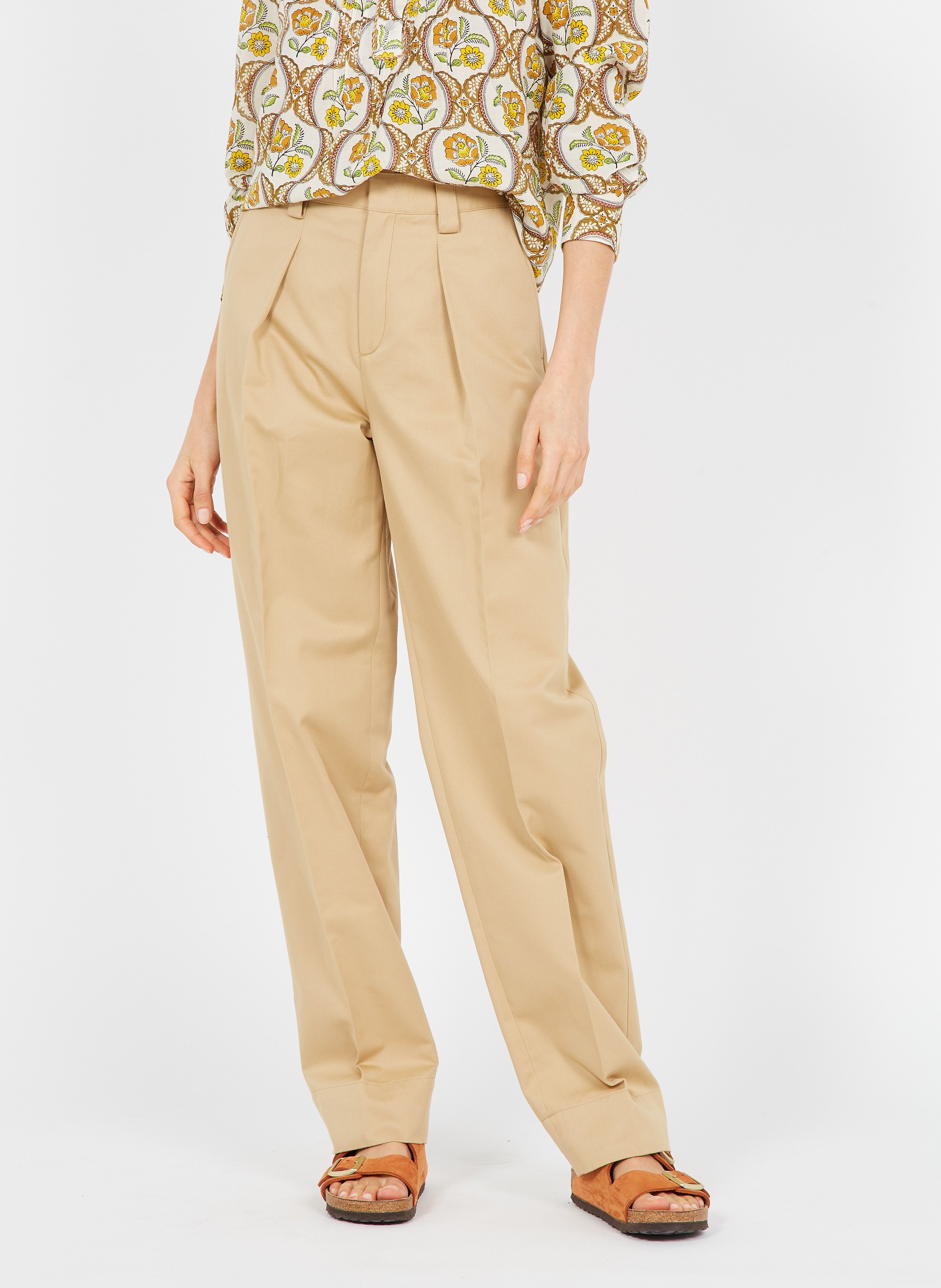 Sale Straight-leg Cotton Pants Beige 